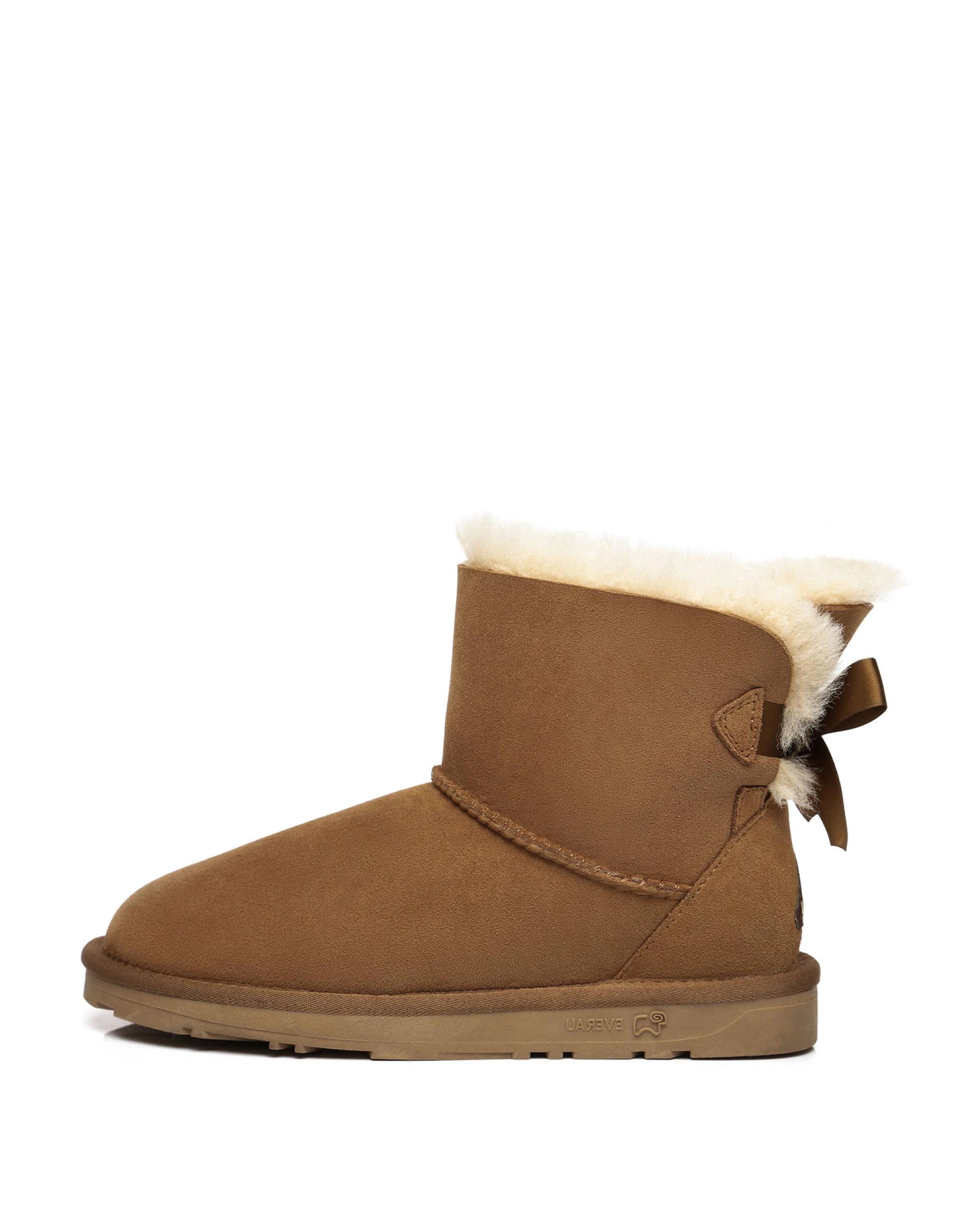 4 Everau Womens Mini Back Bow UGG Boots CHESTNUT, 4 of 5