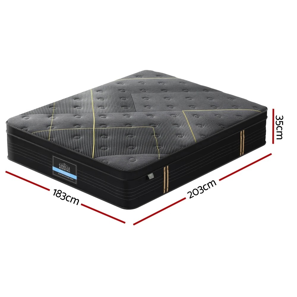 2 35cm Giselle Mattress King Bed Bamboo Pocket Firm Foam - King Bed - Black, 2 of 7