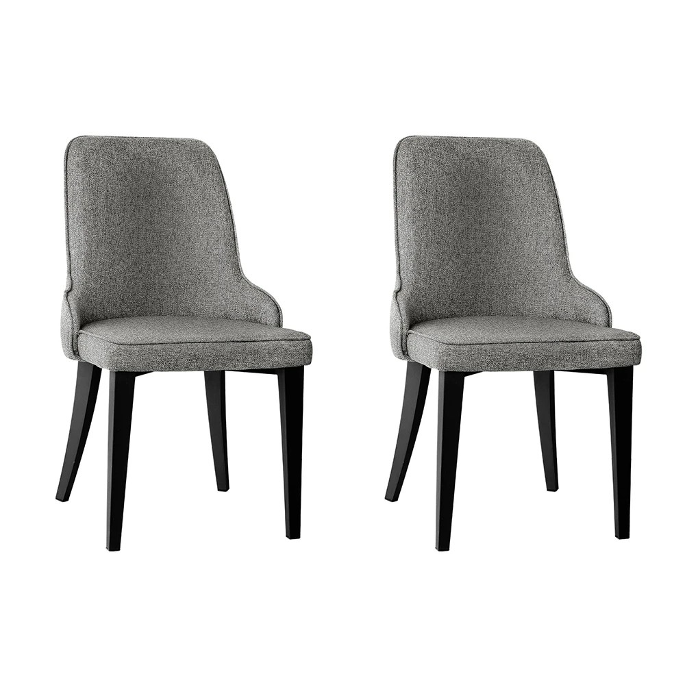 1 Artiss Dining Chairs Set of 2 Linen Fabric - Grey, 1 of 8