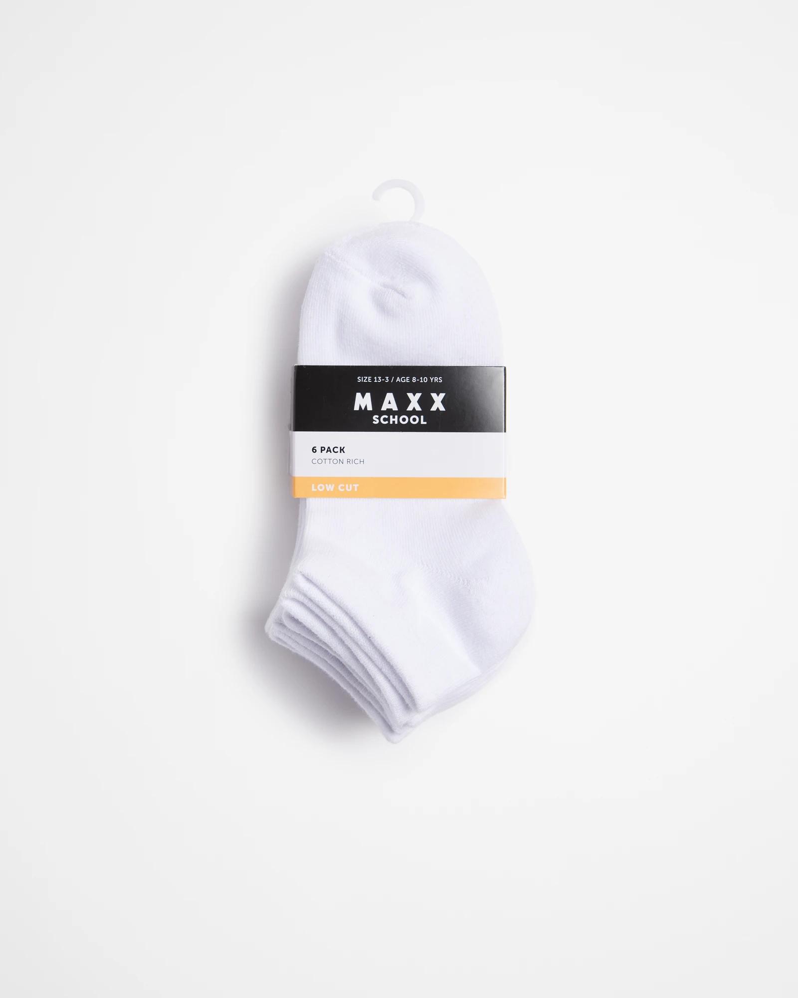 3 Maxx Low Cut School Socks 6 Pack WHITE, 3 of 3