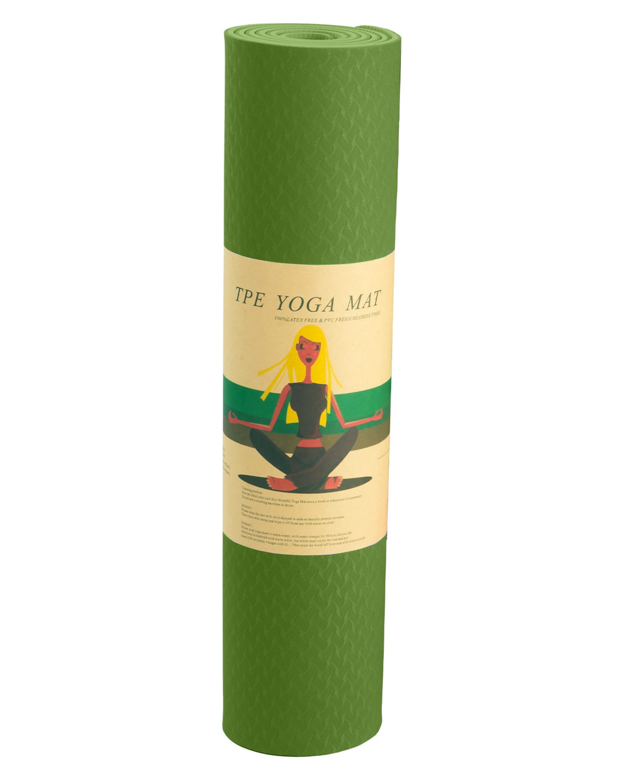 4 Powertrain 8mm Thick Yoga Exercise Mat Home Gym Pilates Fitness Dual Layer TPE - Green, 4 of 5