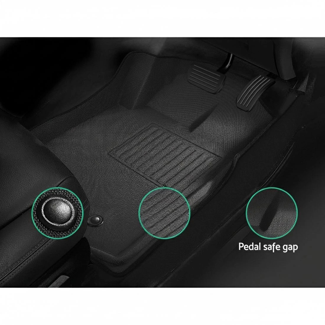 7 Weisshorn Car Floor Mats Rubber Compatible For Ford Ranger PX PX2 PX3 Dual Cab - Black, 7 of 7