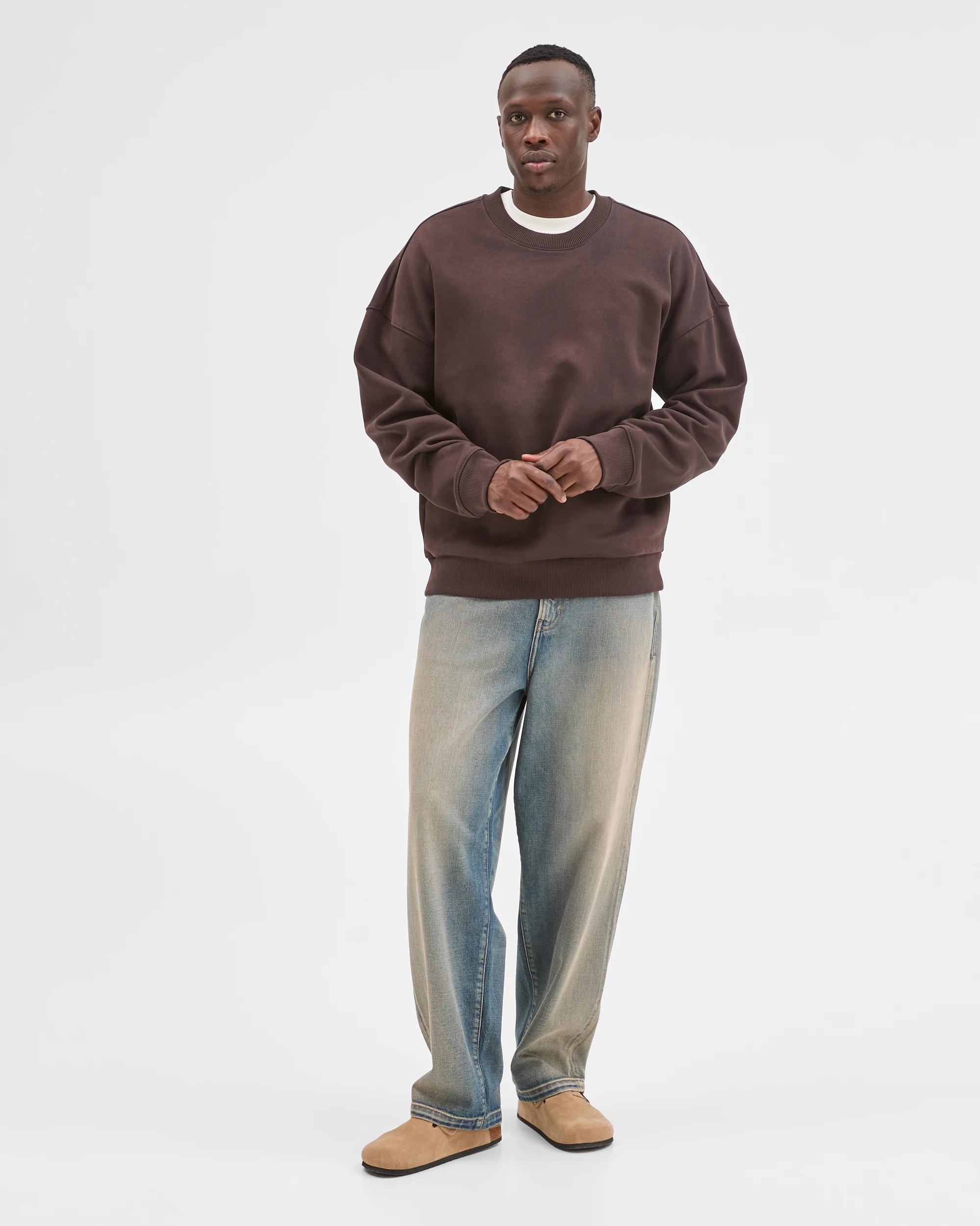 2 Commons Australian Cotton Blend Oversized Heavyweight Sweat Top DARK BROWN, 2 of 7