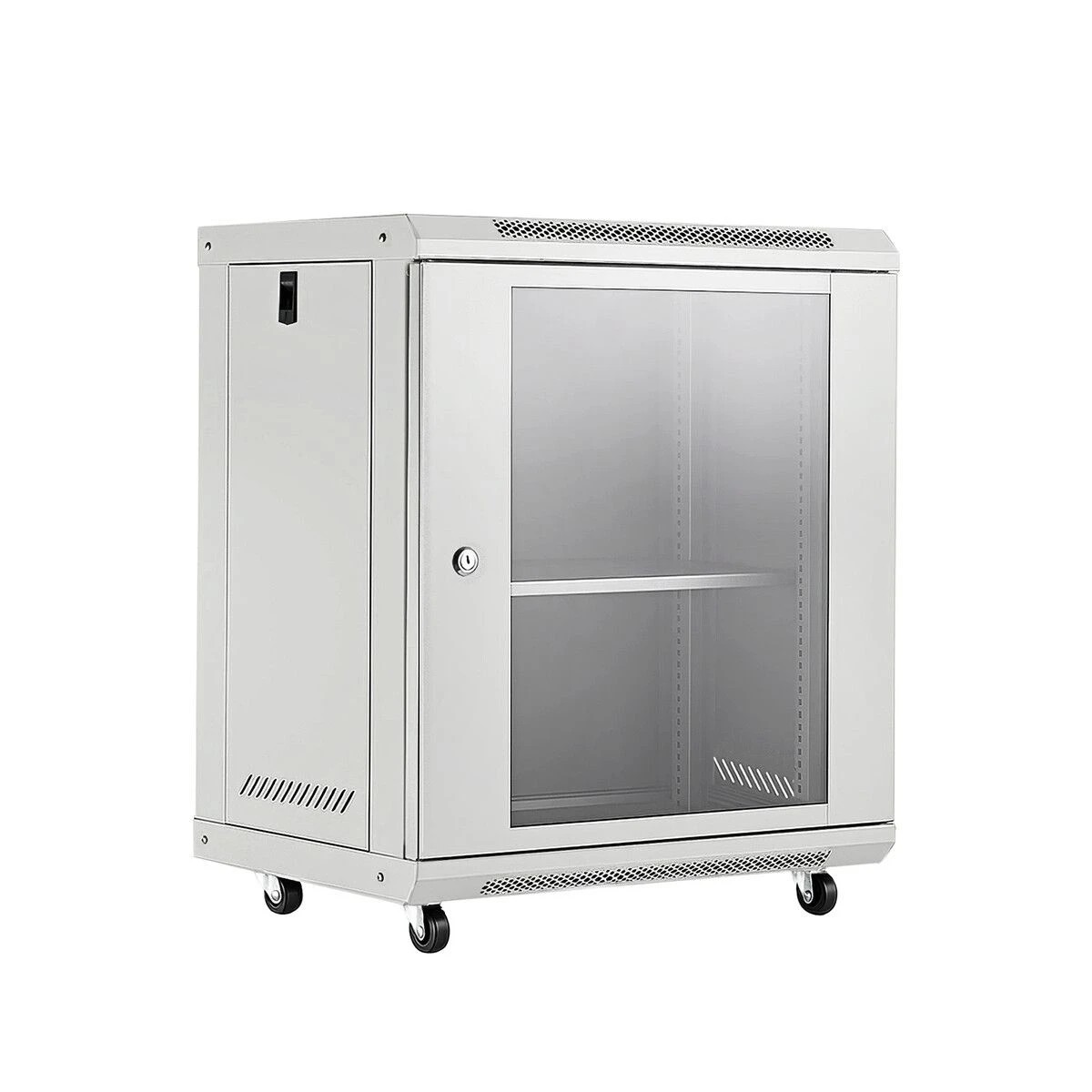 1 Ausway 12U Server Cabinet Rack Network Data Case Wall Mount LAN Enclosure Comms 19Inch 400mm Deep Locking Glass Door, 1 of 10