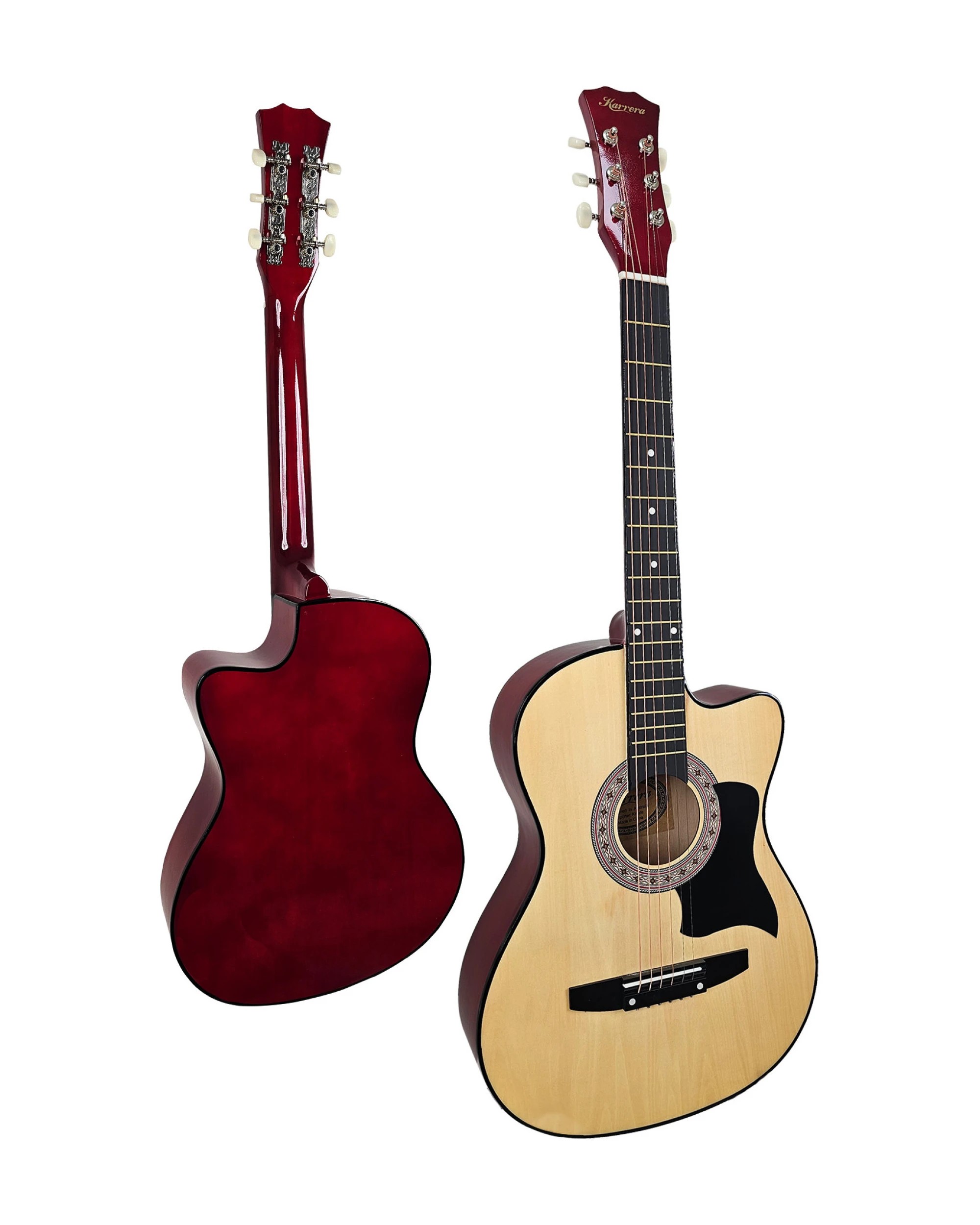 3 Karrera 38in Cutaway Acoustic Guitar with Guitar Bag - Natural, 3 of 5