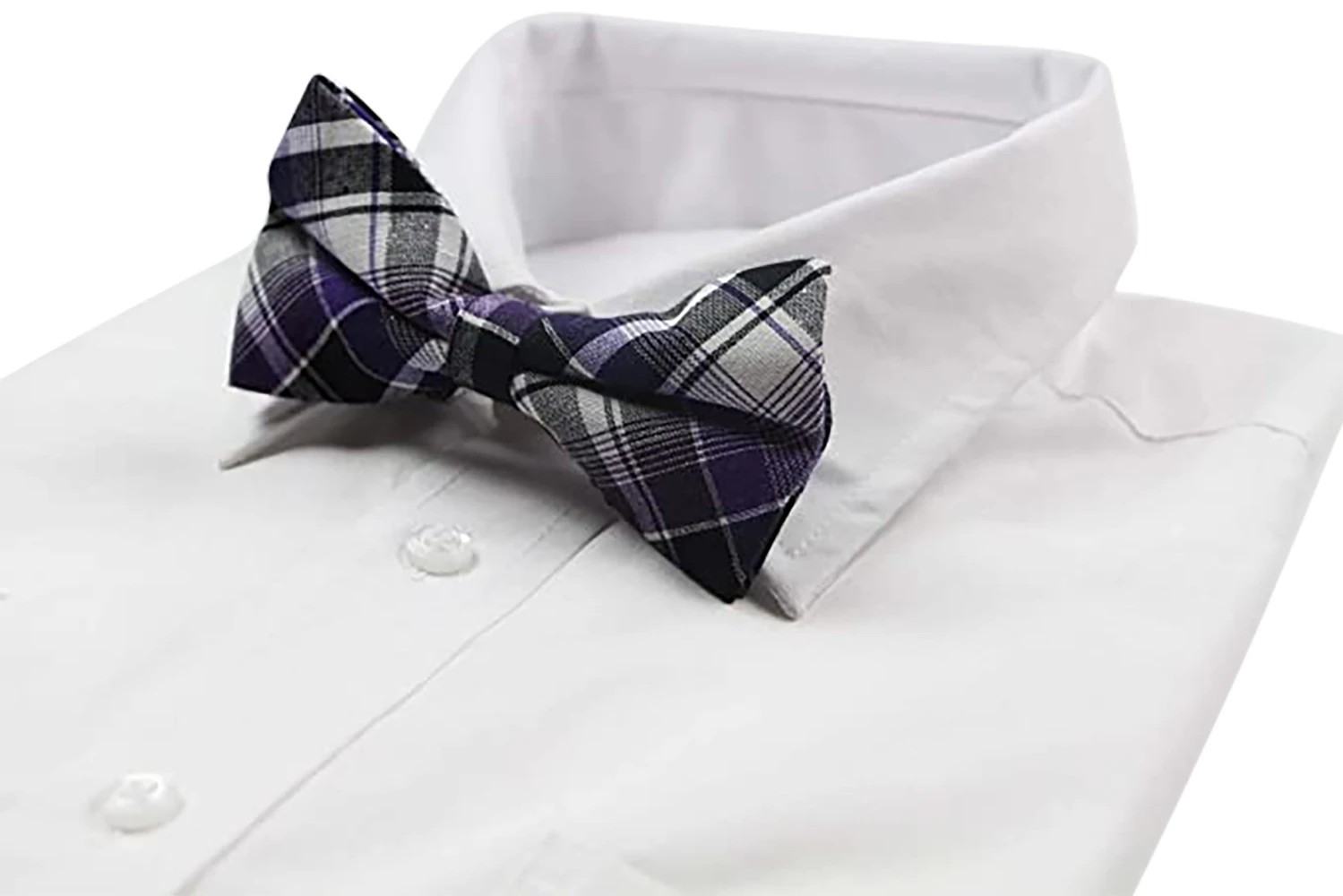 5 Zasel Mens Black, White & Purple Patterned Cotton Bow Tie - Multi, 5 of 5