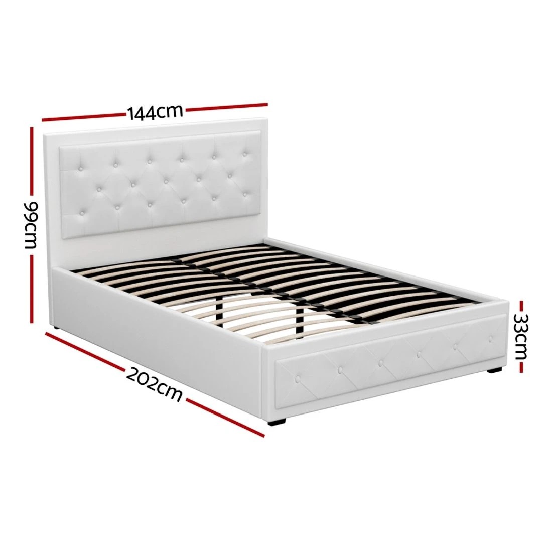 1 Artiss Bed Frame Double Size Gas Lift  TIYO - White, 1 of 8