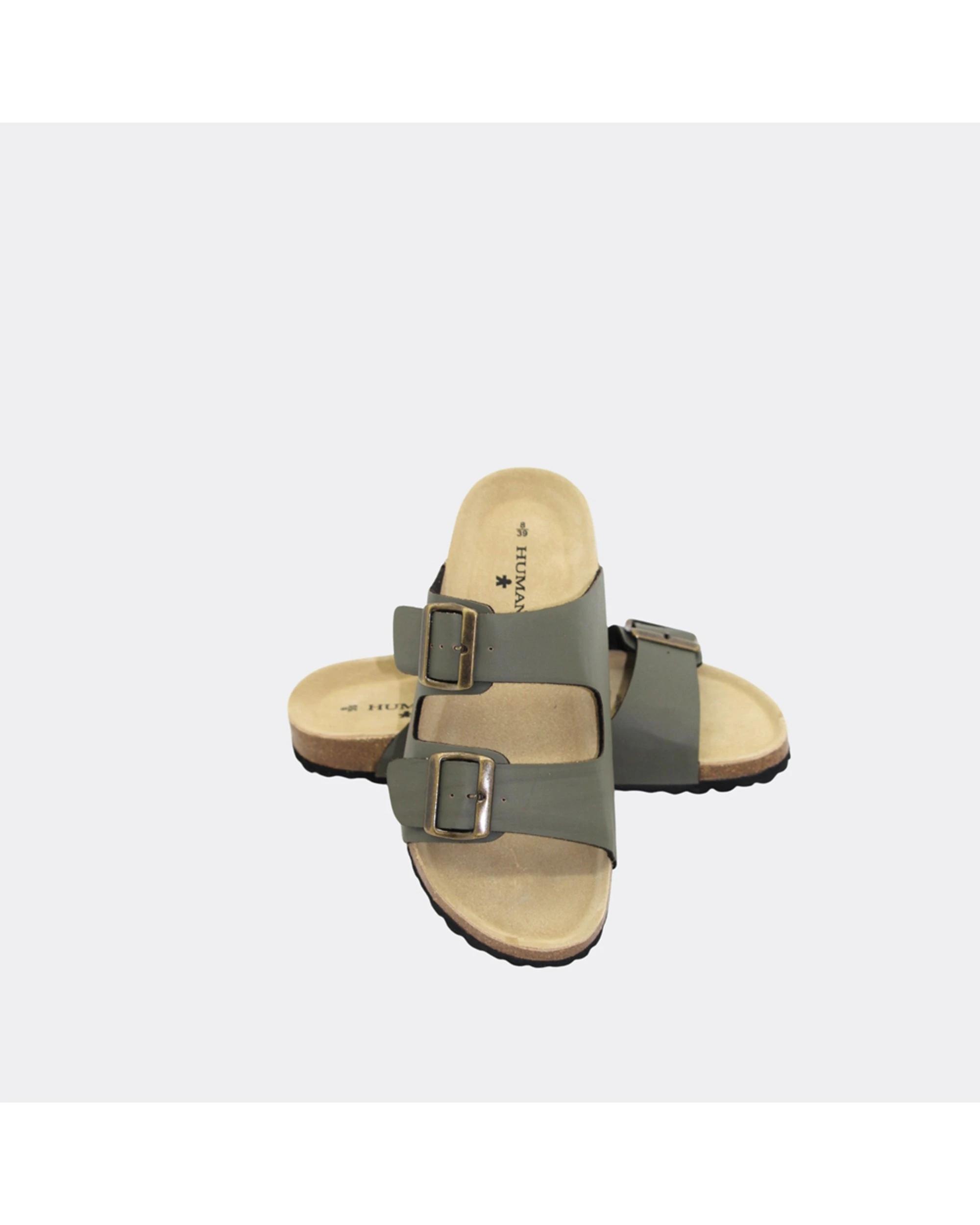 2 Human Shoes Ibiza Women's Slip On Sandals Double Buckle Ocelot VINTAGE GREEN, 2 of 7