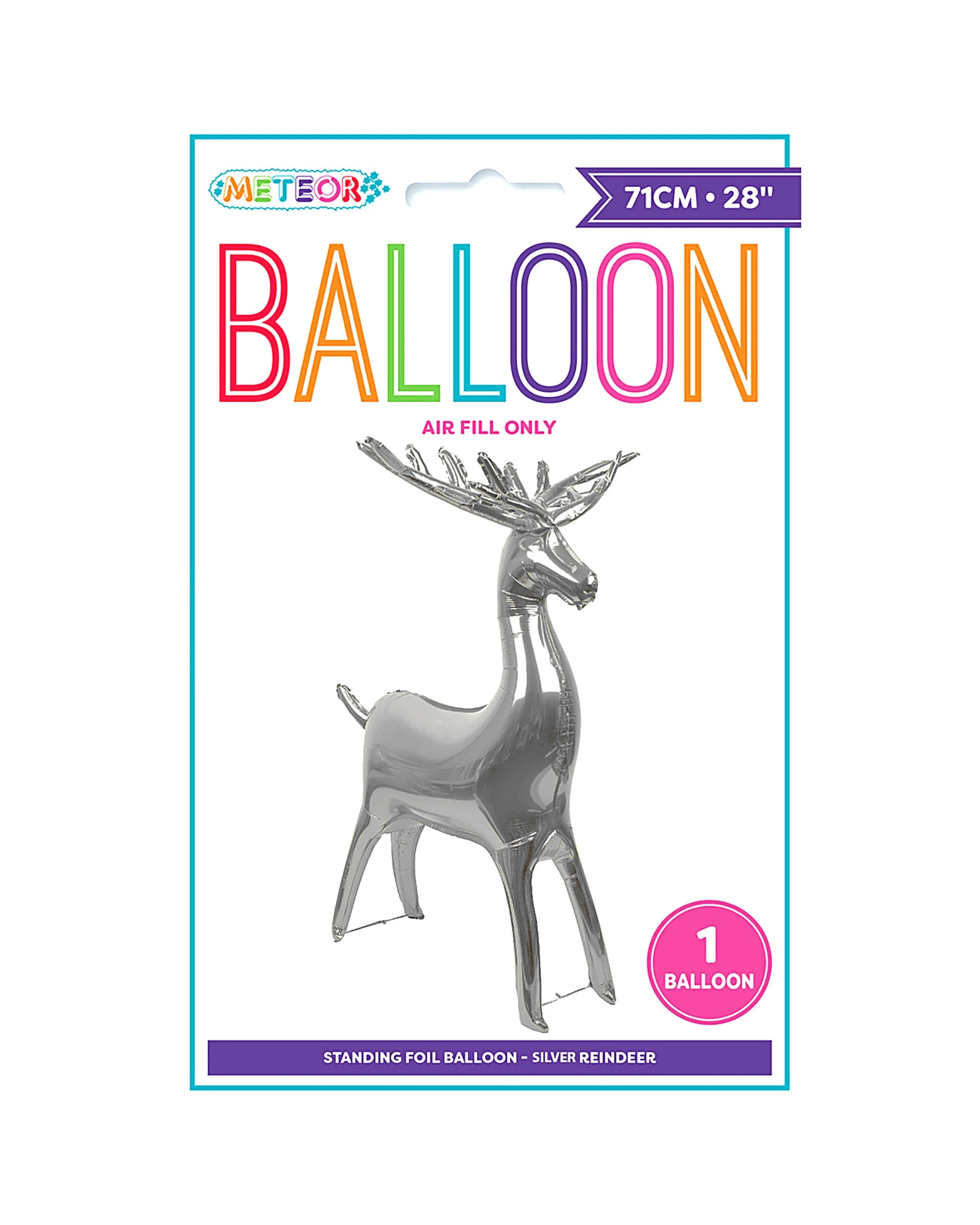 2 Meteor Reindeer Standing Air Fill Foil Balloon 71cm - Silver, 2 of 2