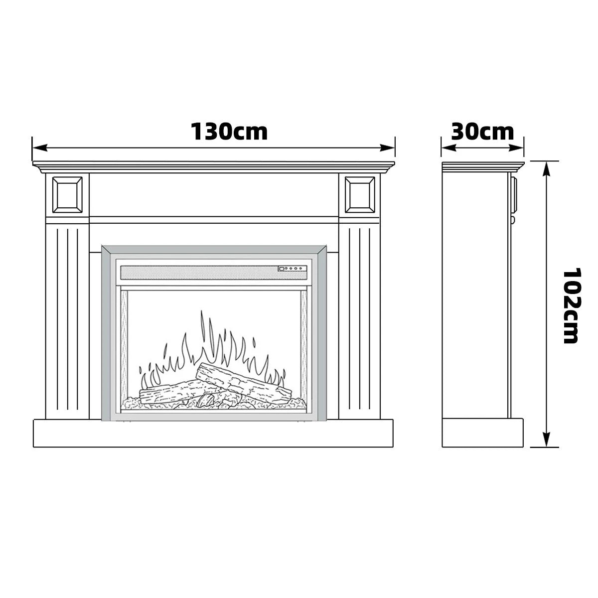 4 Moda Living Berwick Electric Fireplace Heater White Mantel Suite with Moonlight Insert - White, 4 of 9