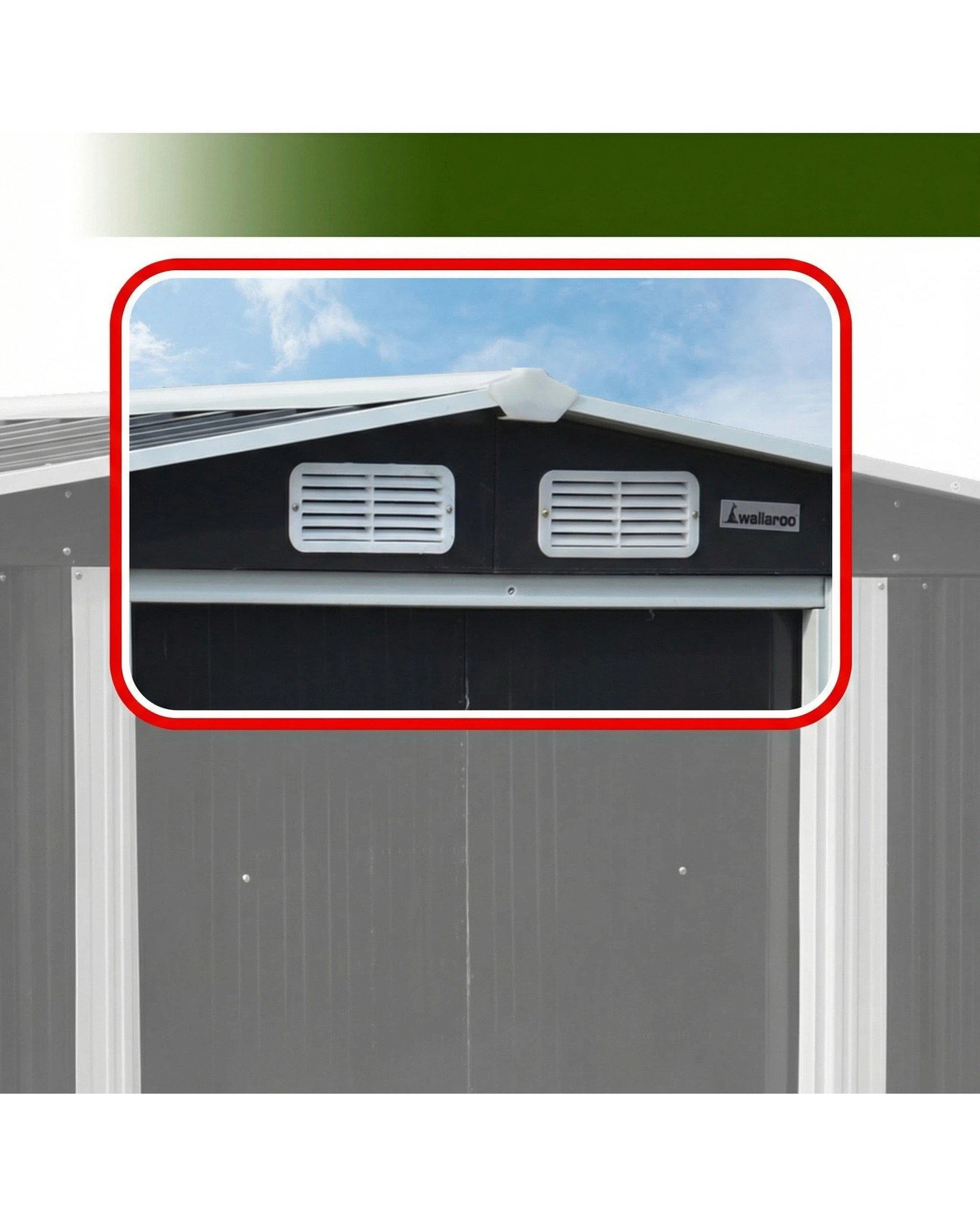 7 Wallaroo 10ft x 8ft Garden Shed with Semi-Closed Storage Tool Shelter Sloped Roof - Black, 7 of 9