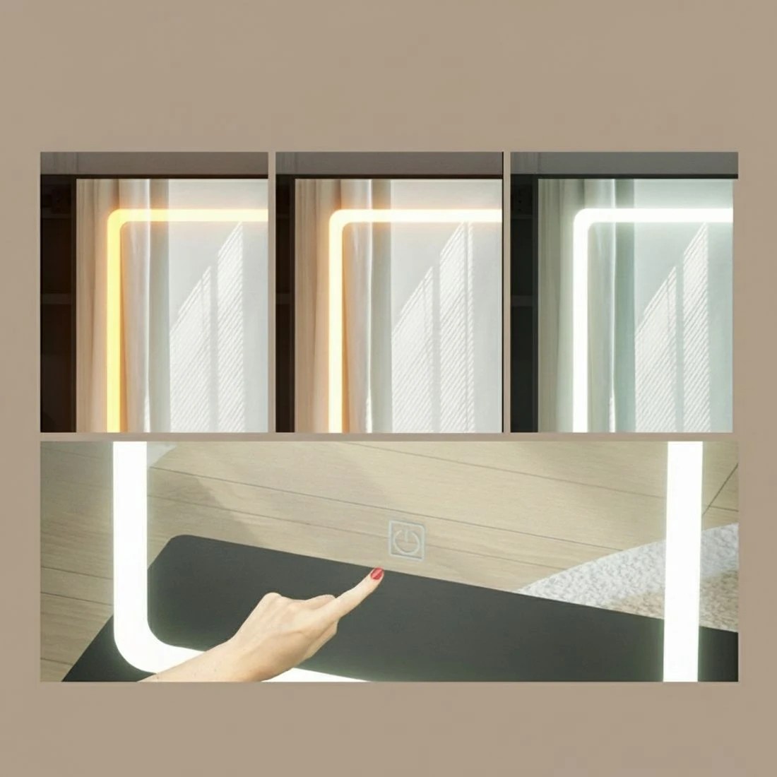 6 Artiss Dressing Table Vanity Desk Set Stool Led - Black, 6 of 8