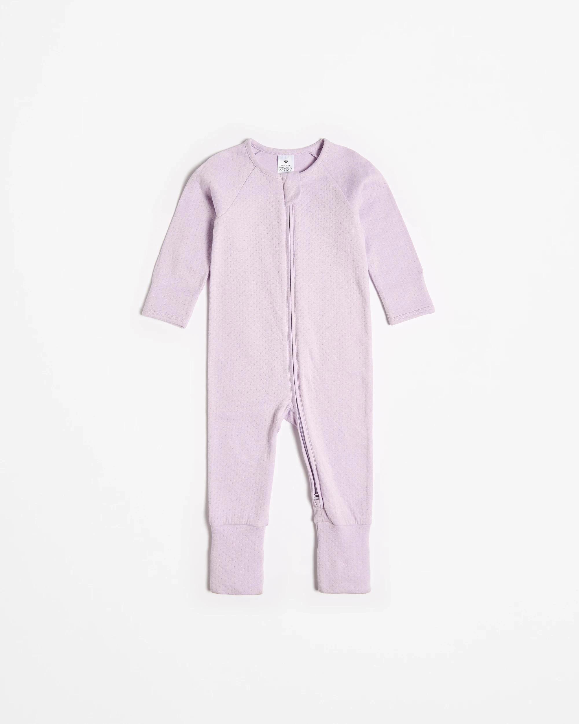 1 Target Organic Cotton Baby Pointelle Zip Coverall LAVENDER/BLUE, 1 of 3