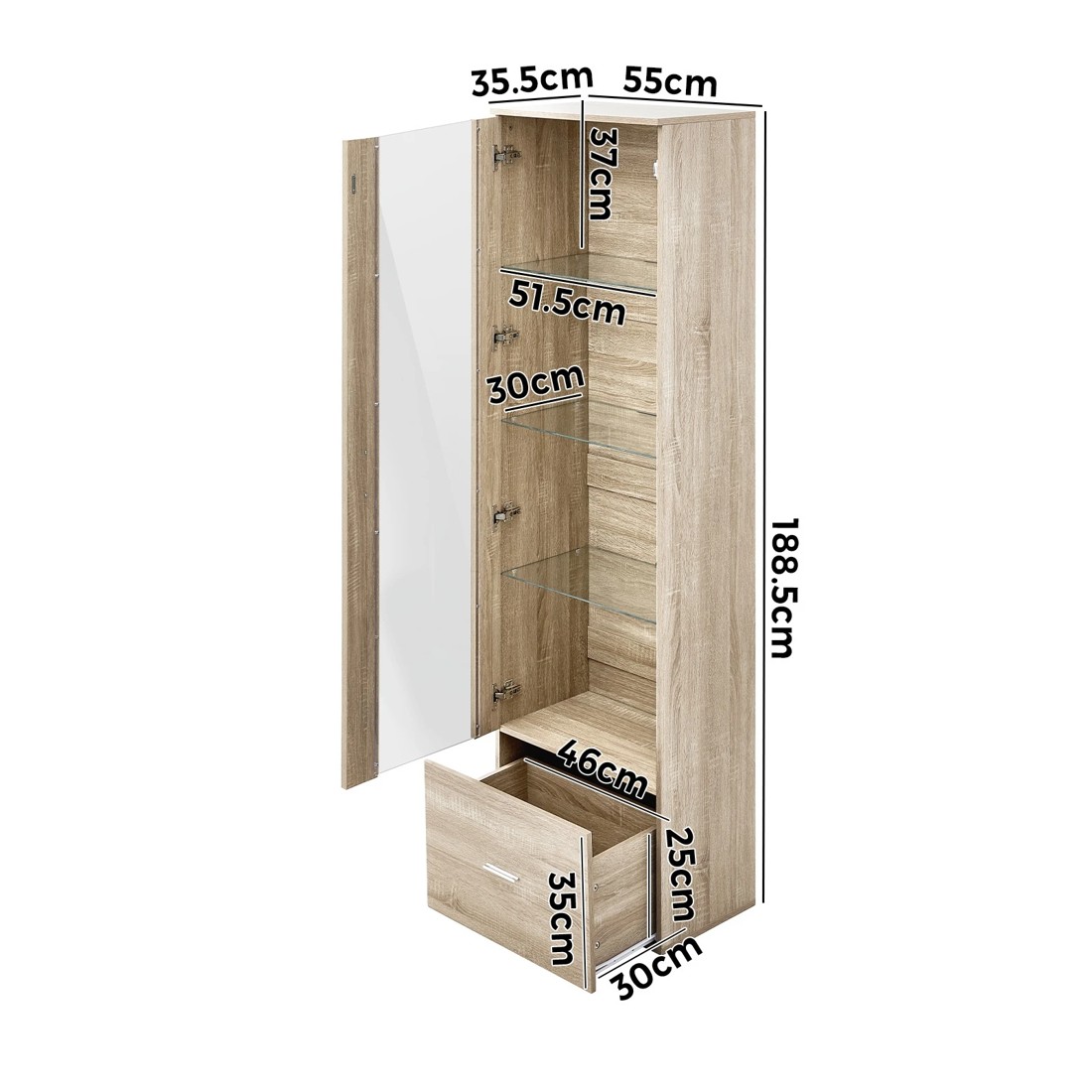 9 Oikiture Display Cabinet Buffet Sideboard
 - Natural, 9 of 10