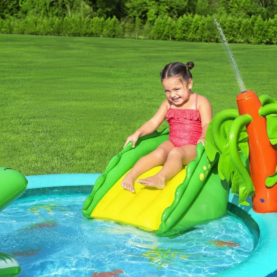 3 Bestway Kids Inflatable Splash Play Pool with Slide Ball Crocodile Fishing Net - Multi, 3 of 5