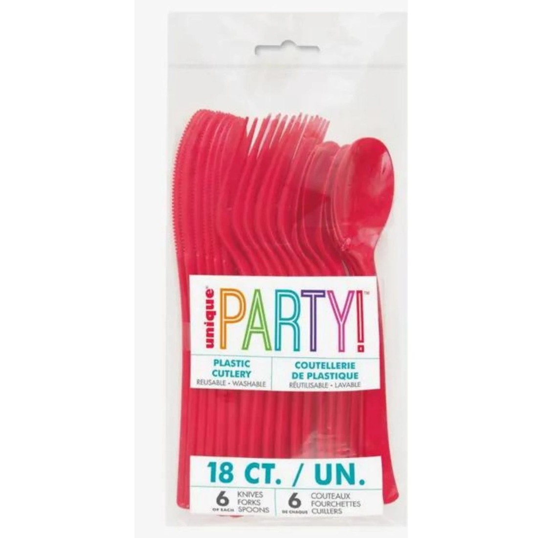 2 Unique Red Reusable Plastic Cutlery (Pack of 18), 2 of 2