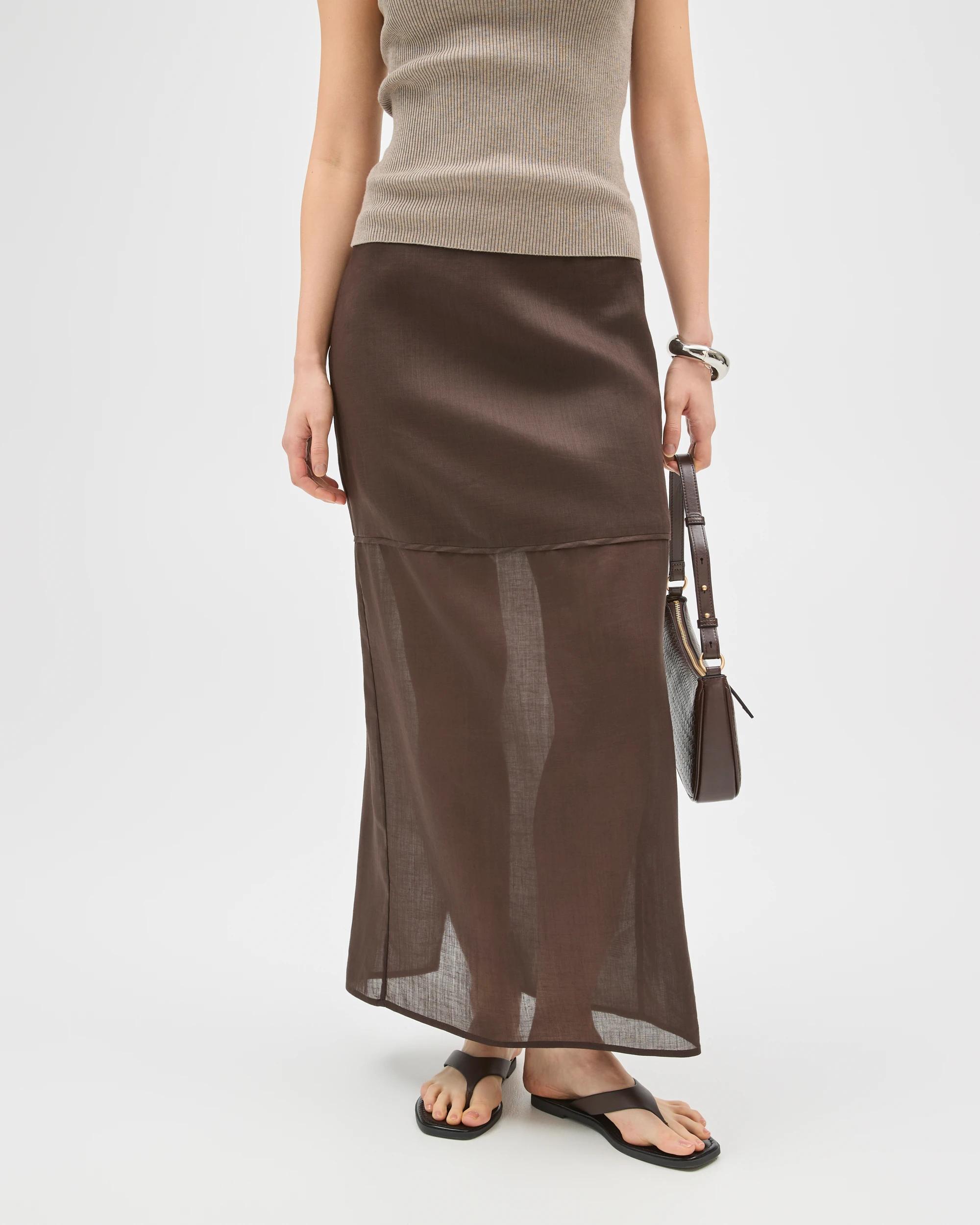 2 Lily Loves Sheer Midi Skirt TRUFFLE, 2 of 7