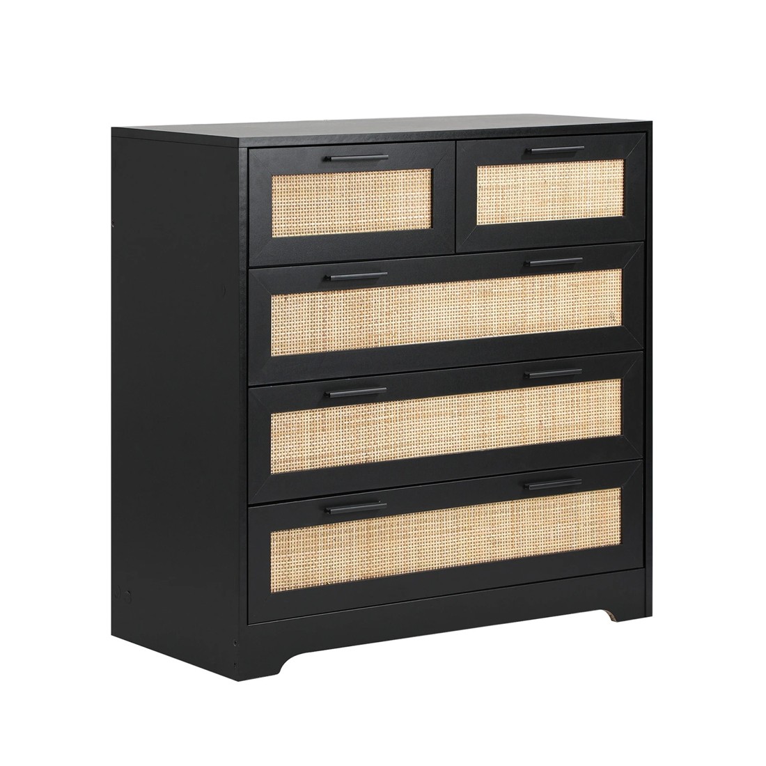 6 Oikiture 5 Chest Of Drawers Dresser Storage Cabinet Tallboy Rattan
 - Black, 6 of 10