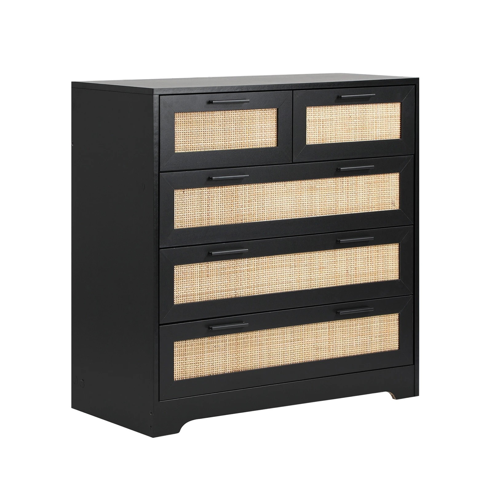 6 Oikiture 5 Chest Of Drawers Dresser Storage Cabinet Tallboy Rattan
 - Black, 6 of 10