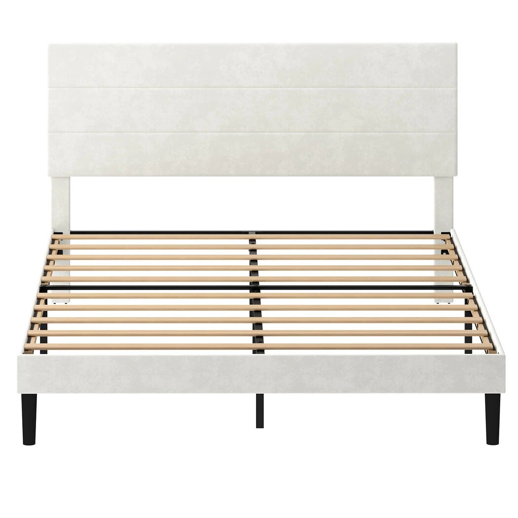 2 Levede Double Bed Frame with Headboard, Off White color, 2 of 8