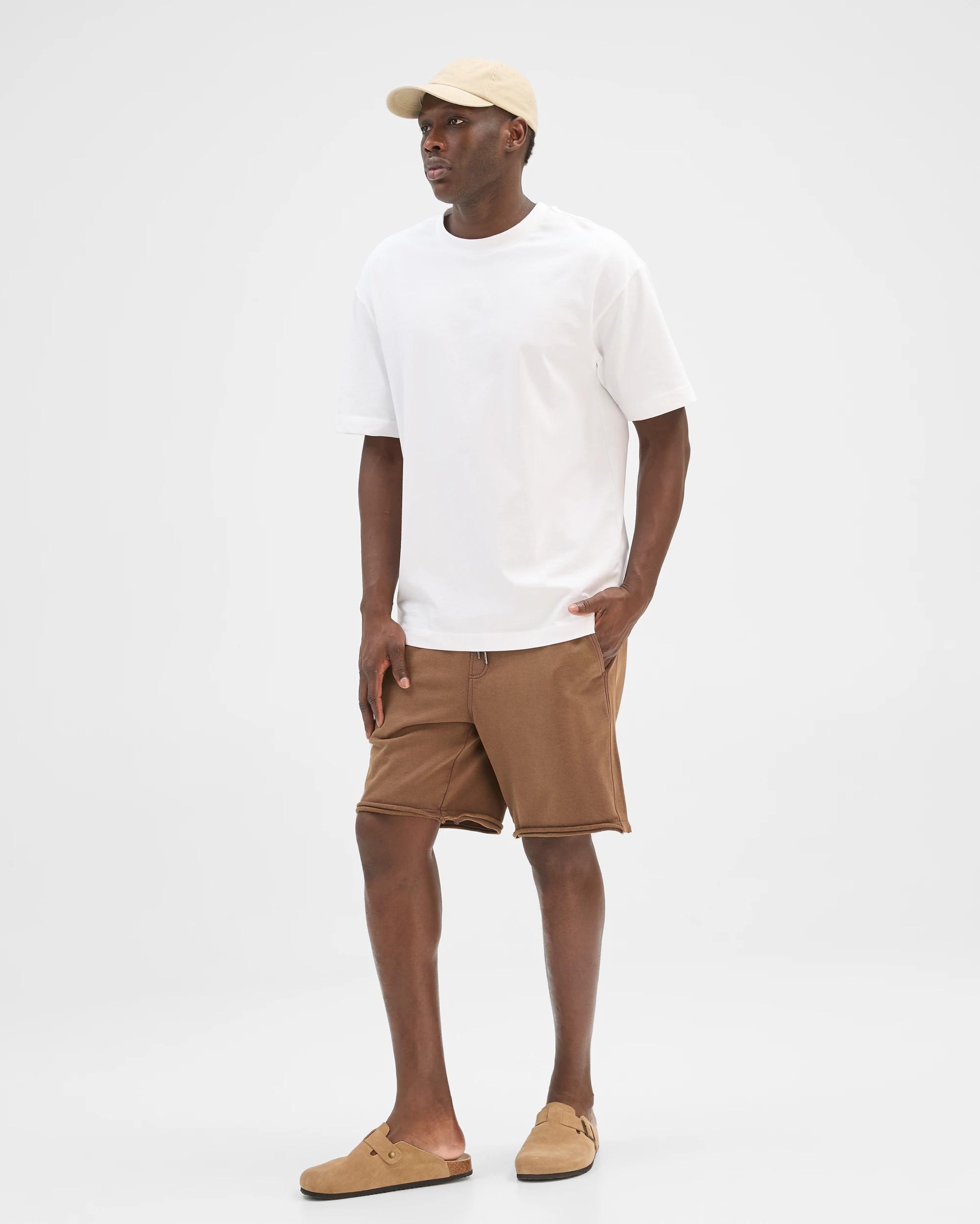 3 Commons Australian Cotton Rib Stripe Fleece Shorts BROWN, 3 of 7
