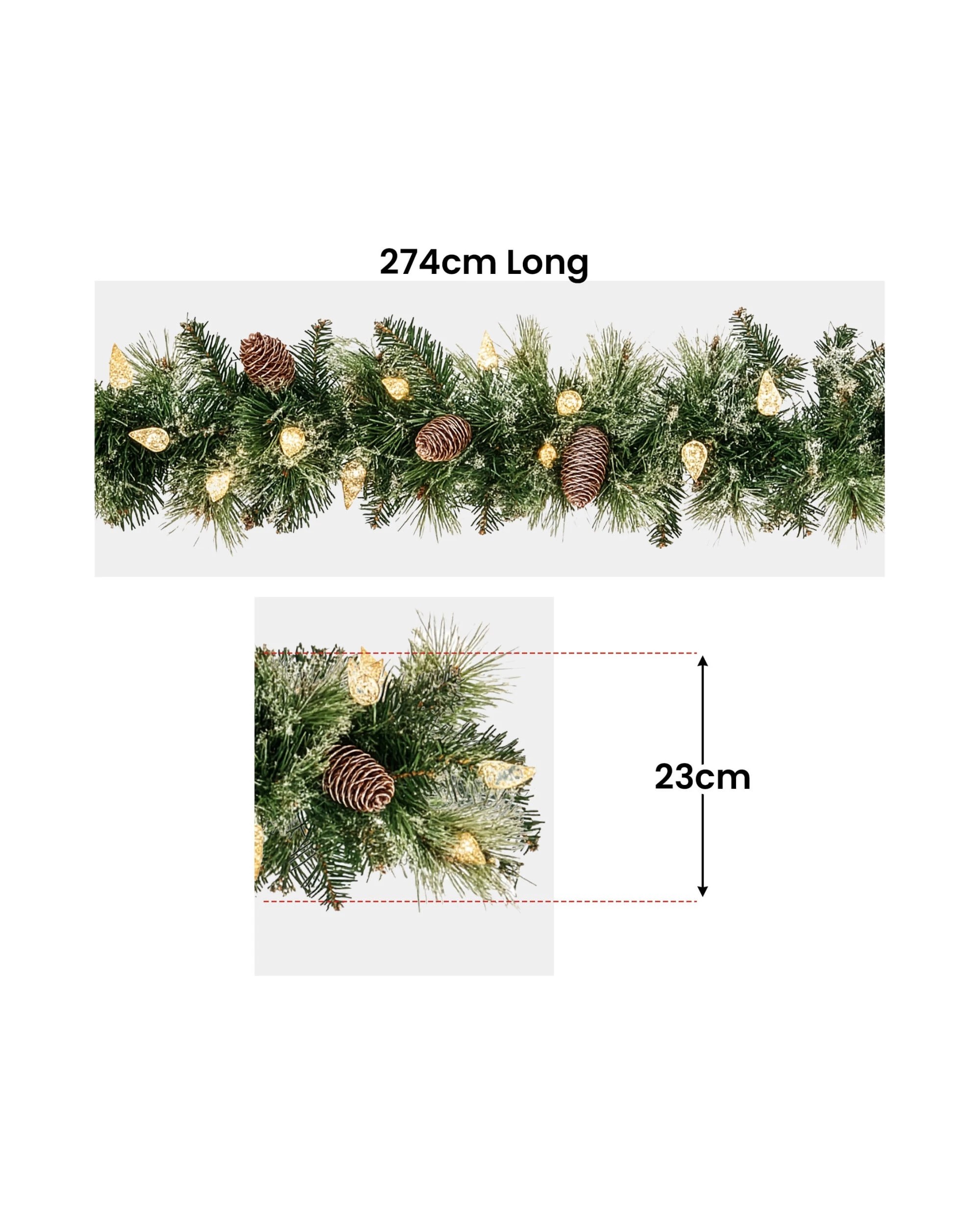 3 Christabelle 2.7m Christmas Garland with LED Lights Glittery Snow Bristle Tree Decoration Ornament, 3 of 3