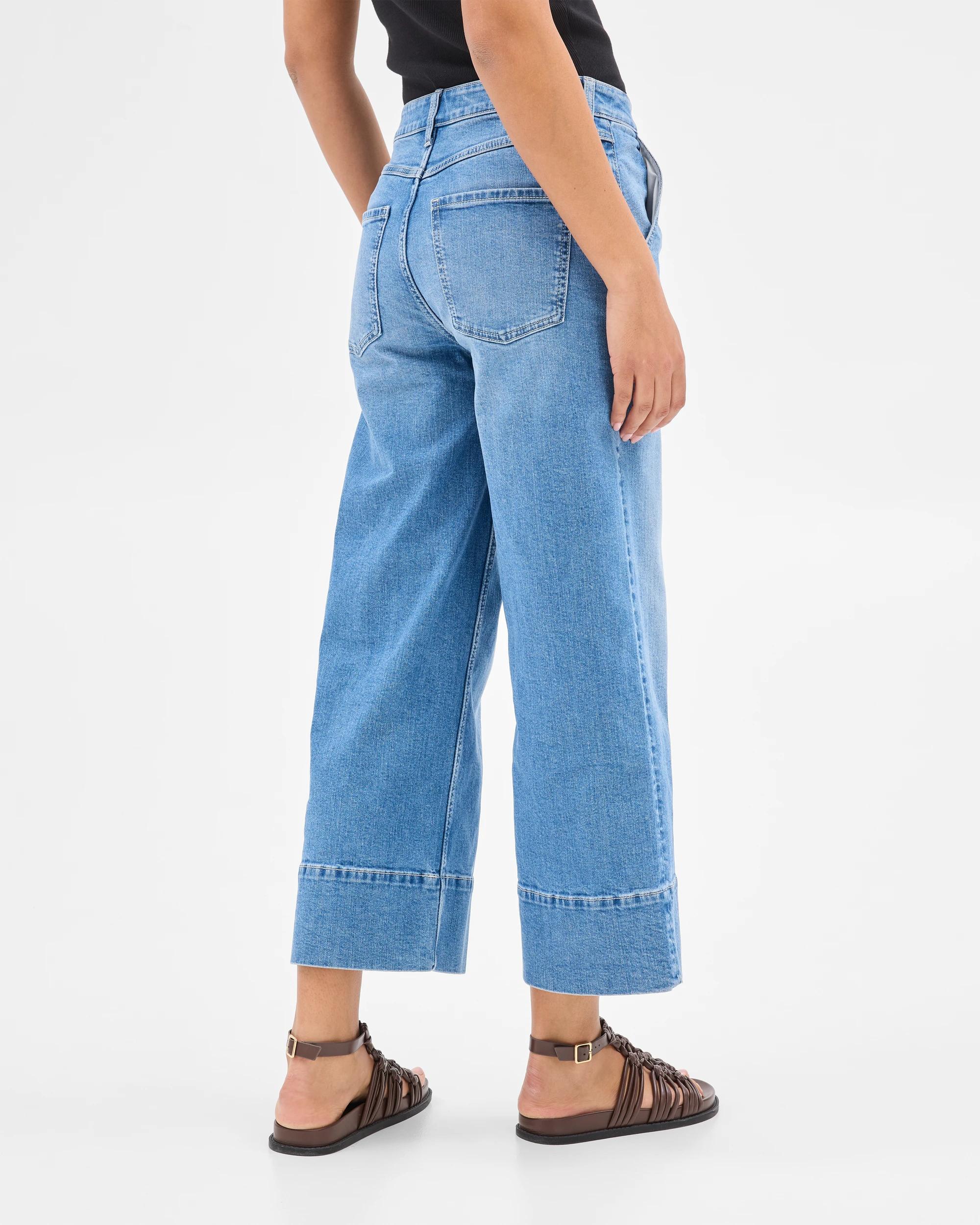 4 Target High Rise Crop Length Wide Leg Denim Jeans - Kelsey TINTED TEAL, 4 of 7