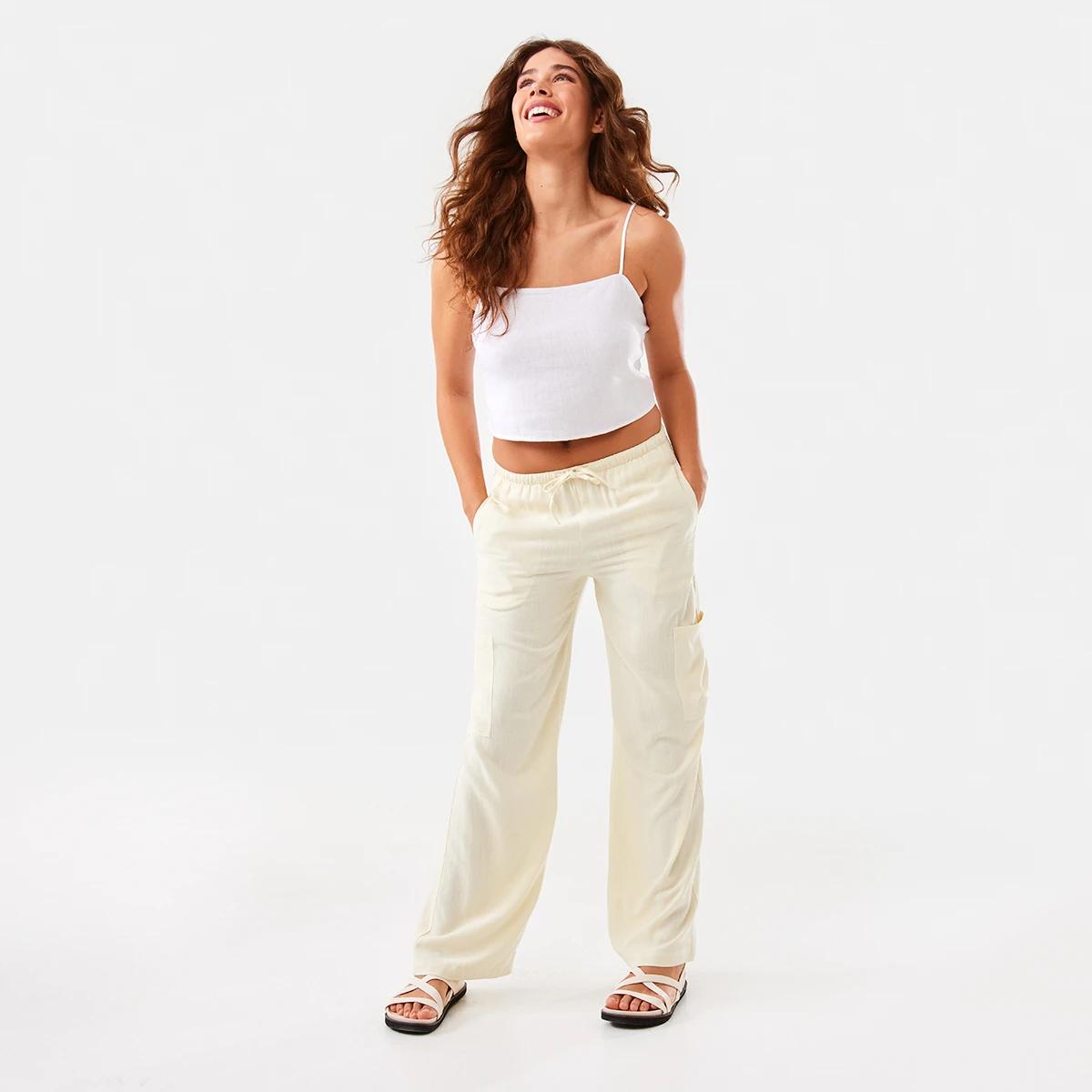 2 Sleeveless Tie Back Crop Top White, 2 of 10