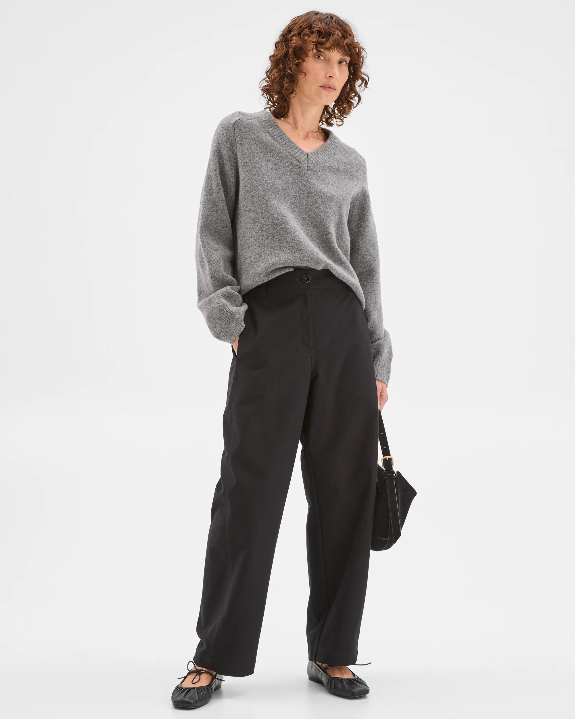1 Target Woman Relaxed Forward Seam Barrel Leg Pants BLACK, 1 of 6