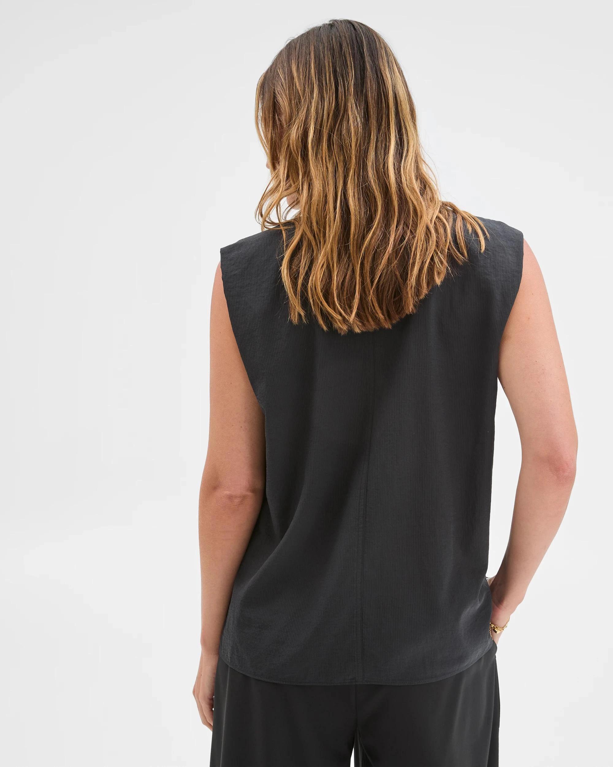 5 Target Woman Sleeveless Scarf Draped Front Blouse BLACK, 5 of 6