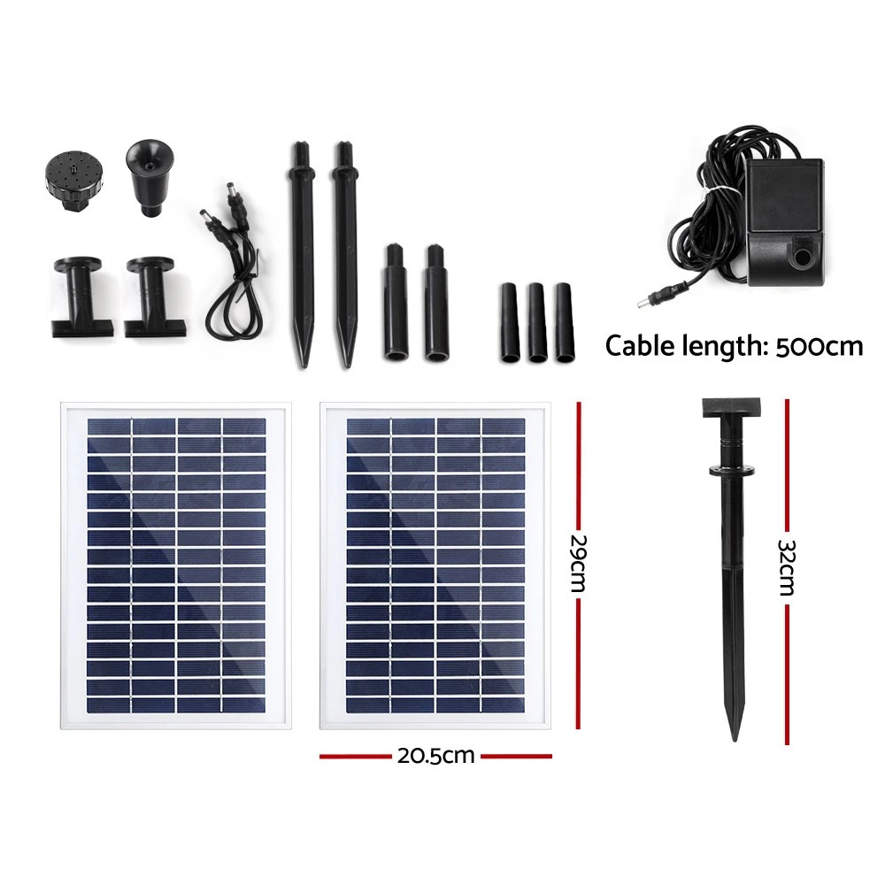 2 Gardeon Solar Pond Pump Submersible Water Fountain Kit with 2 Panels 7.2FT - Black, 2 of 7