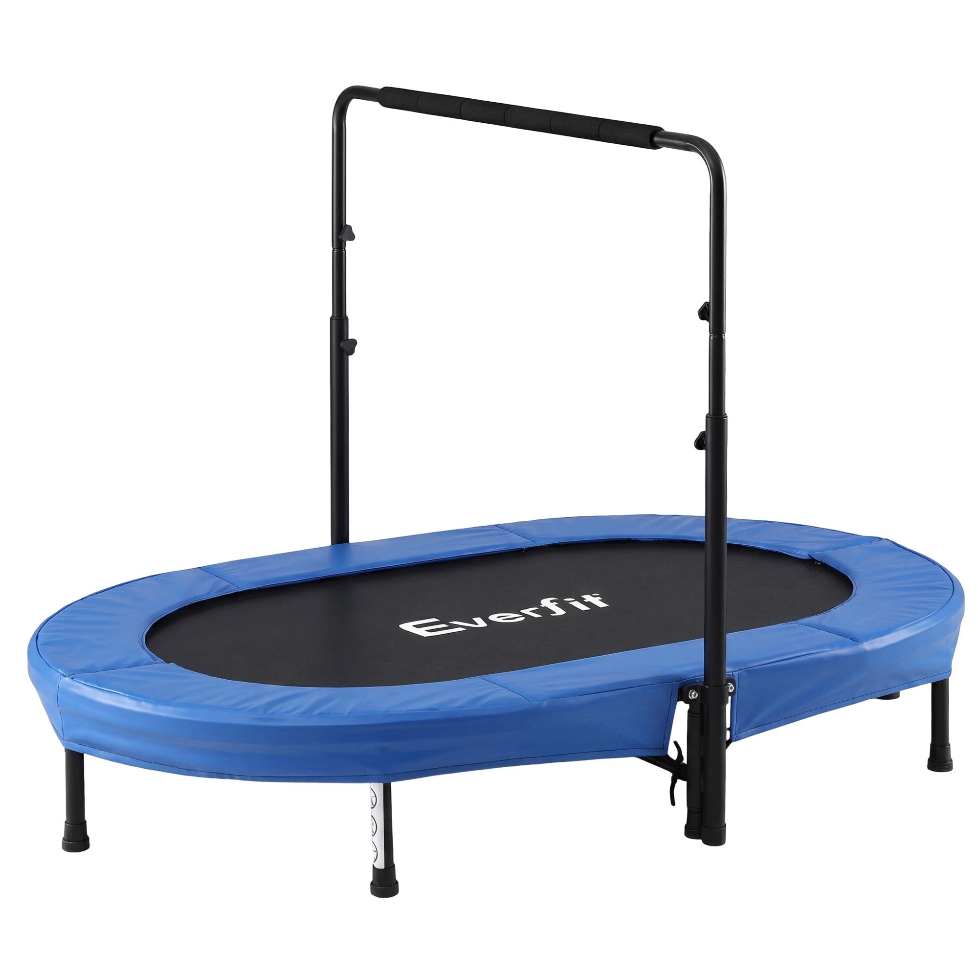 1 Everfit 56-Inch Foldable Fitness Trampoline Indoor Rebounder Double Mini Trampoline Adjustable Handrail 150KG - Blue, 1 of 7