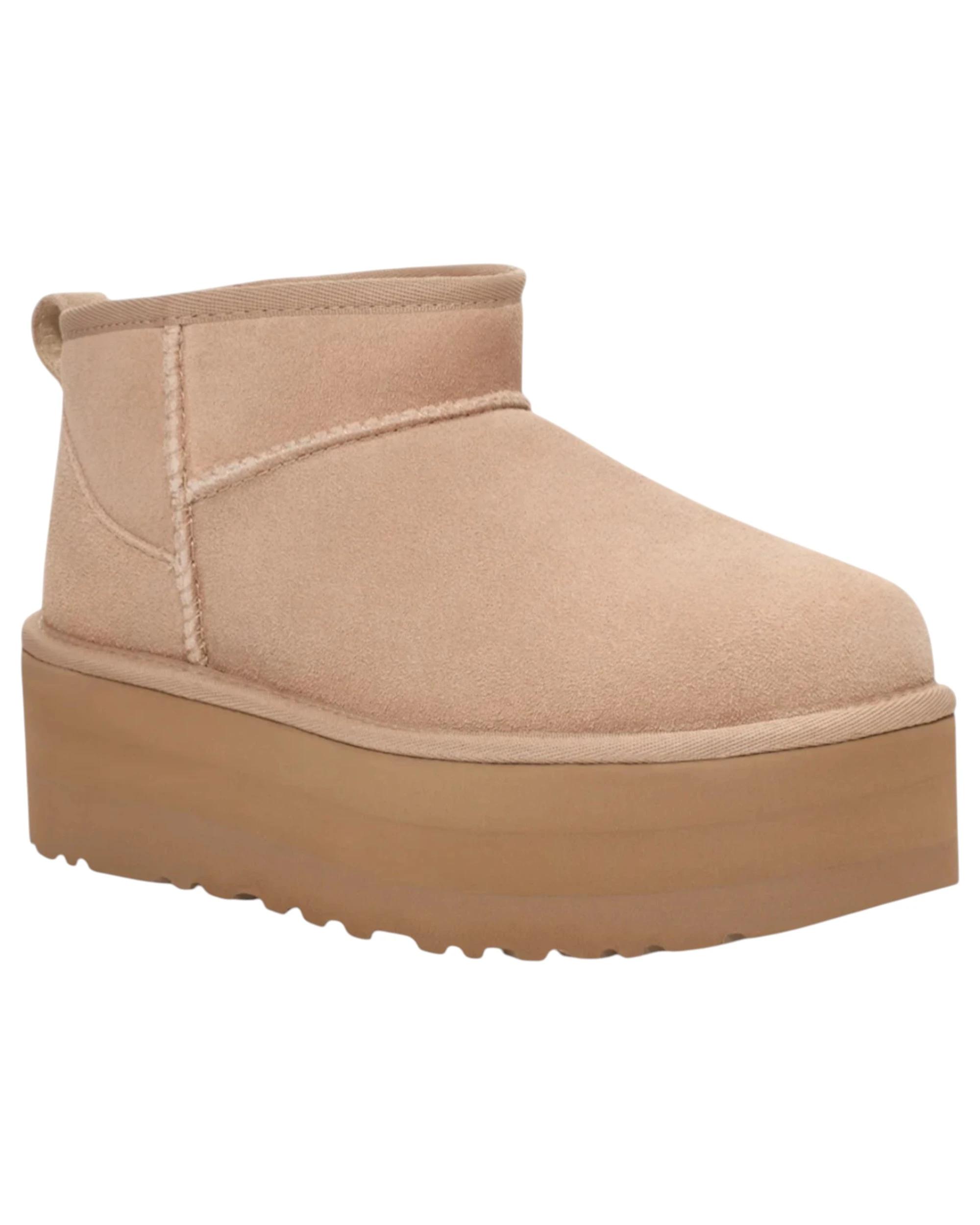 1 UGG Womens Classic Ultra Mini Platform Boots Slippers SAND, 1 of 6