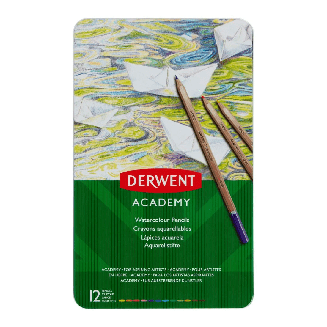 1 Derwent Academy Watercolour Pencils Assorted 12 Pack, 1 of 3