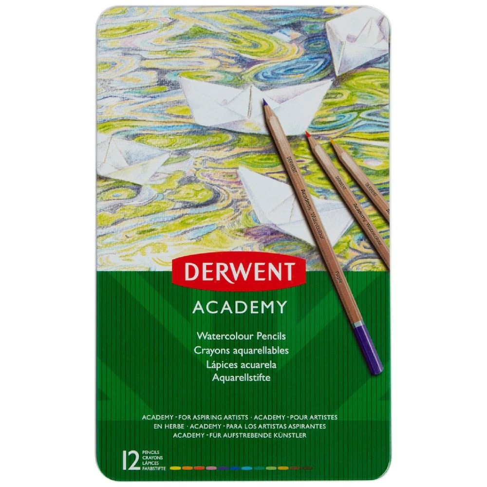 1 Derwent Academy Watercolour Pencils Assorted 12 Pack, 1 of 3