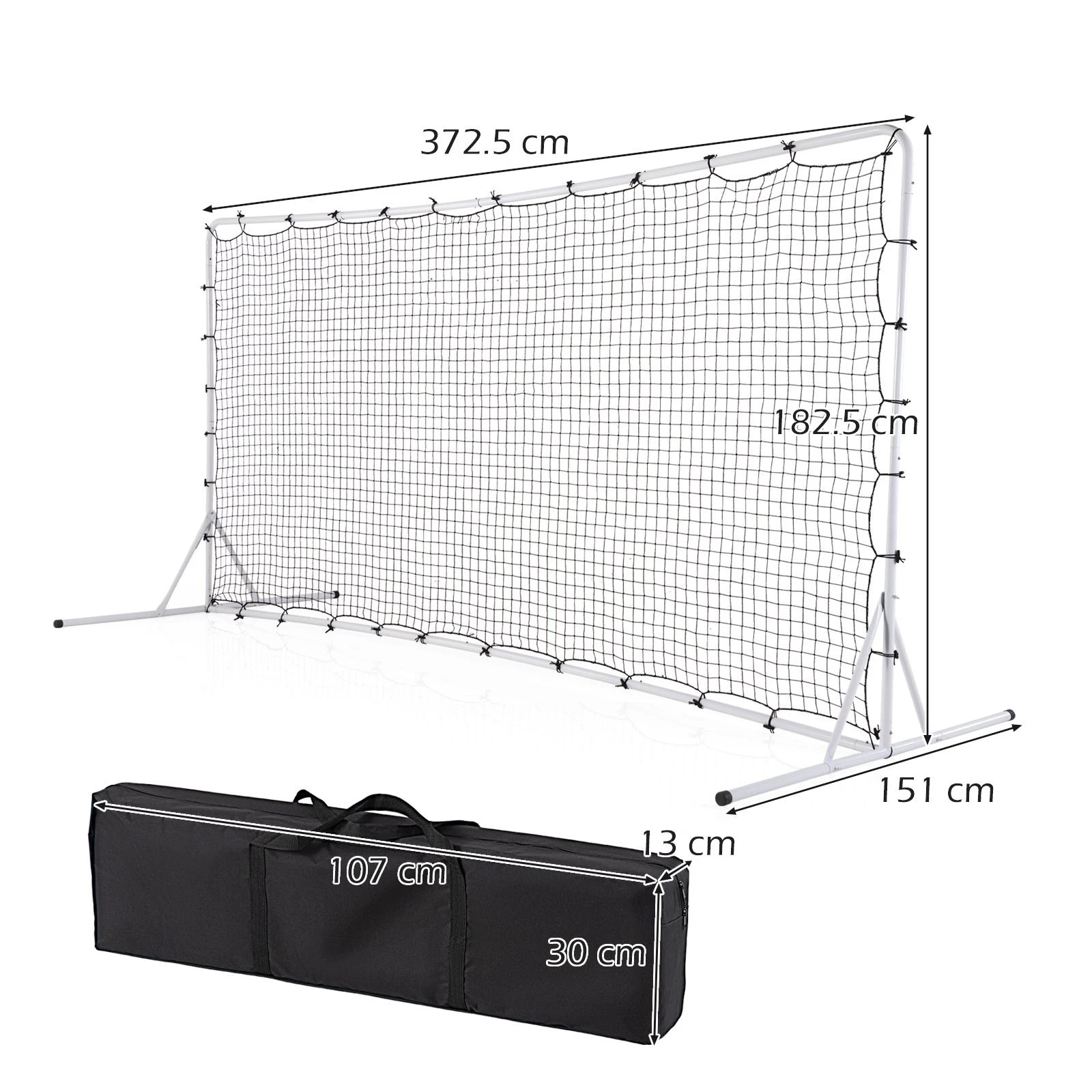 3 Costway 375cm x185cm Soccer Rebounder Net Soccer Equipment Set Football Training Gift - White, 3 of 3