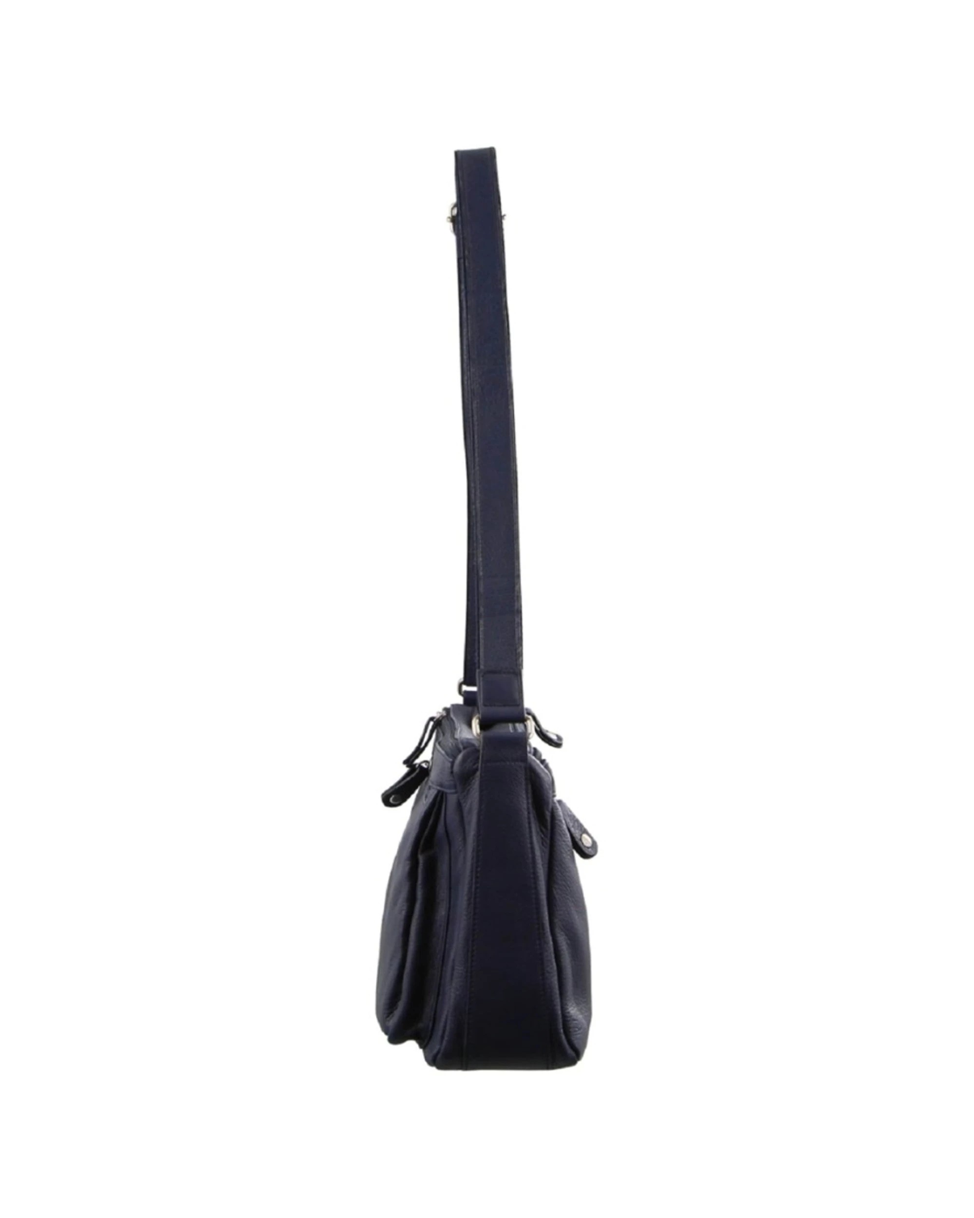 2 Milleni Women's Nappa Leather Shoulder Crossbody Bag 35x22cm Navy - Blue, 2 of 3