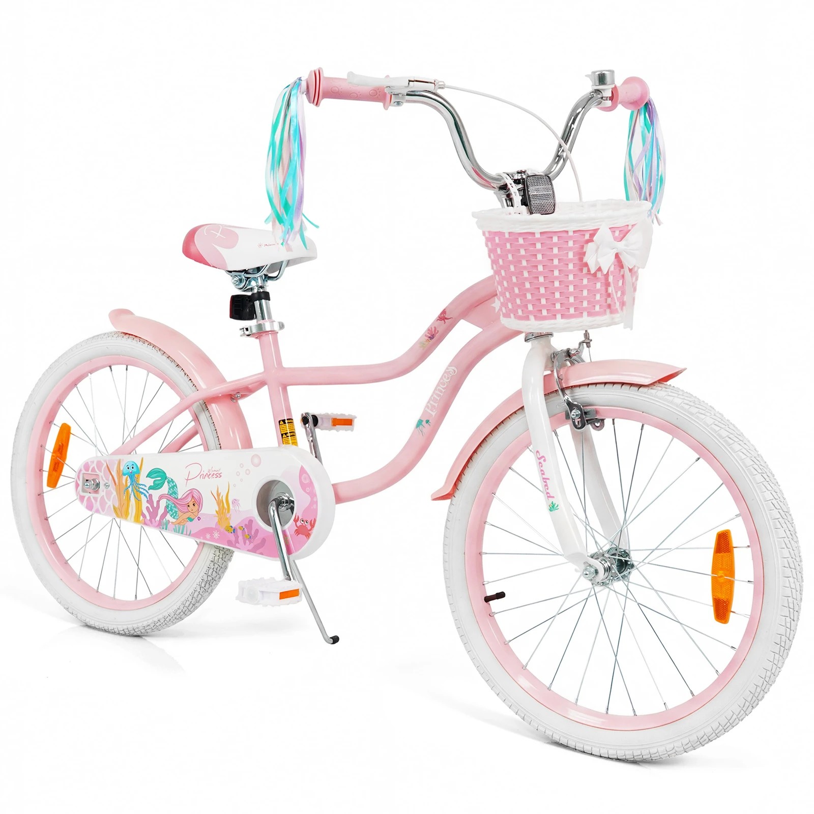 1 Costway 51cm Kids Bicycle Adjustable Bike w/Hand & Coaster Brakes Handlebar Basket - Pink, 1 of 3