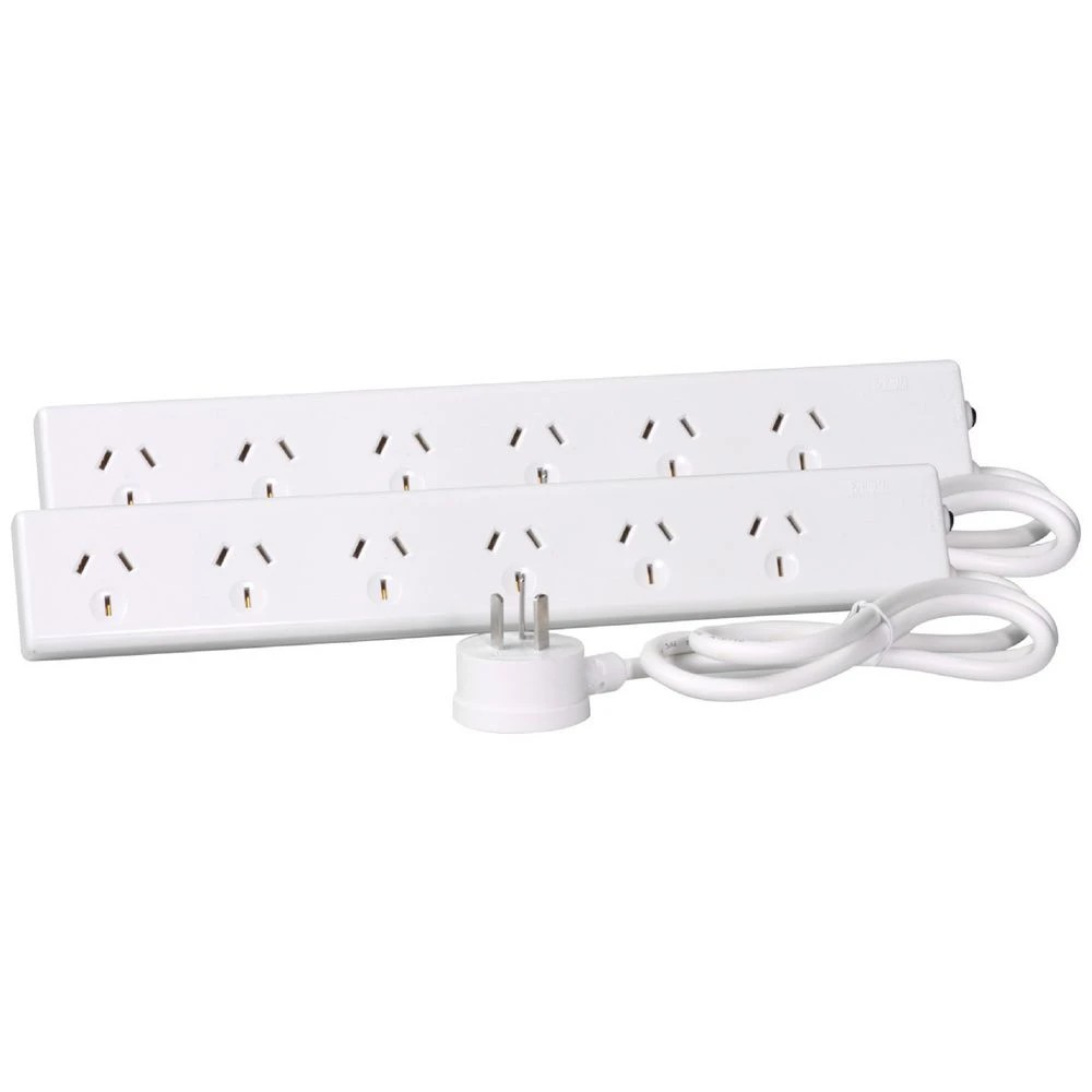 1 HPM Overload Protected 6 Outlet Powerboard Twin Pack, 1 of 1
