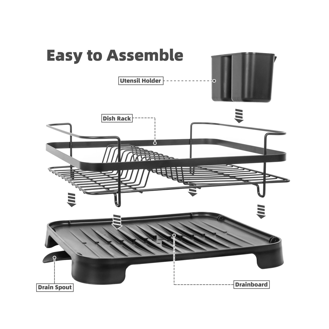 2 Hacienda Steel Frame Dish Drying Rack Durable Steel Frame, Removable Utensil Holder, Compact Size For Small Kitchens, 2 of 6