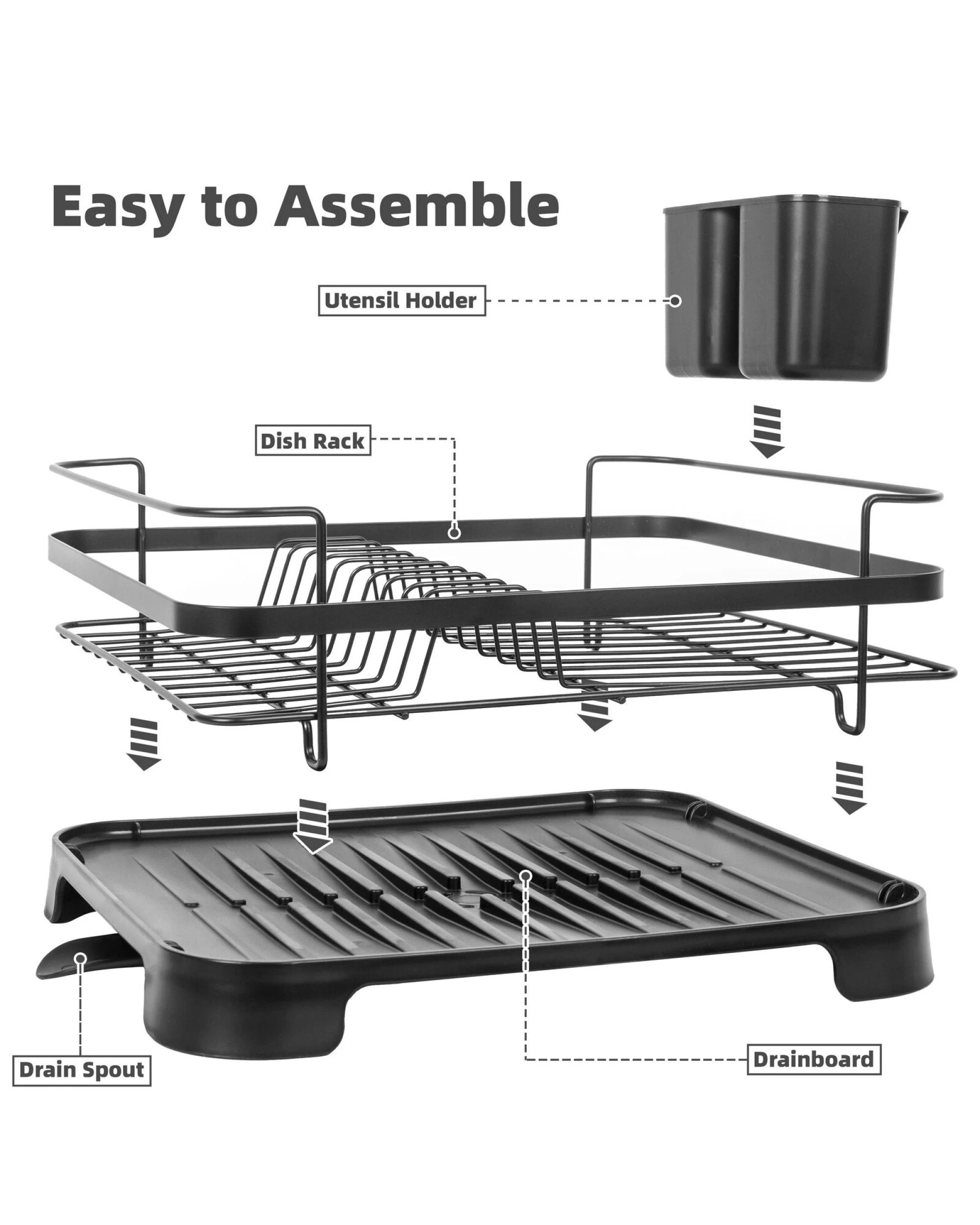 2 Hacienda Steel Frame Dish Drying Rack Durable Steel Frame, Removable Utensil Holder, Compact Size For Small Kitchens, 2 of 6