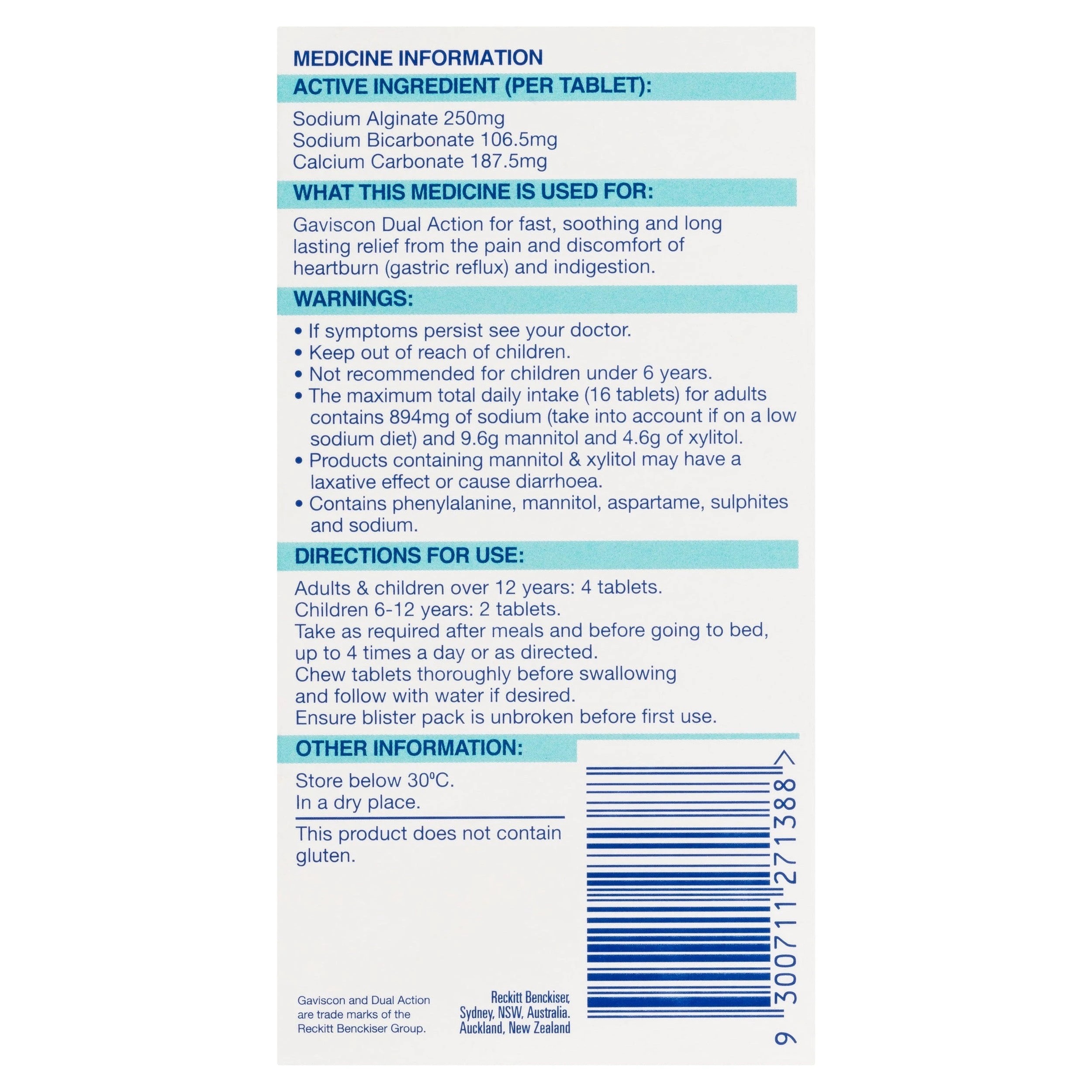 2 Gaviscon Dual Action Chewable Peppermint Tablets 48, 2 of 4