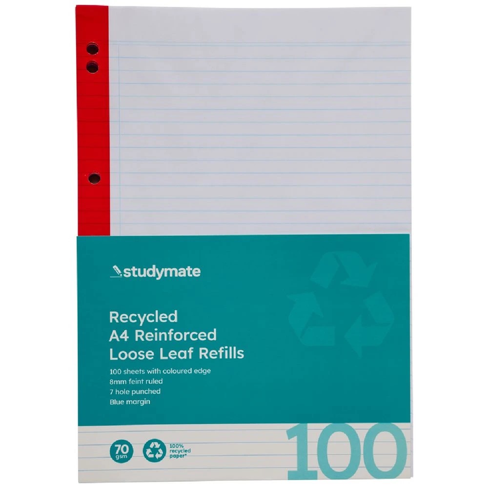 4 Studymate A4 Reinforced Loose Leaf Refill 100 Pack, 4 of 5