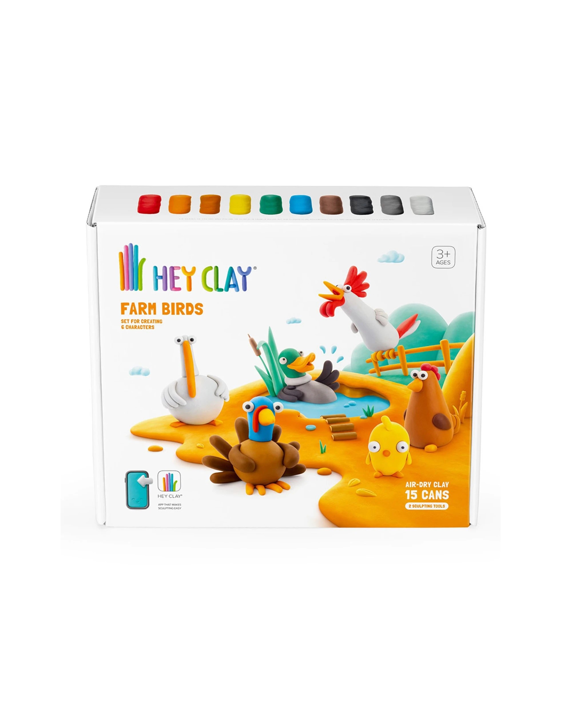 3 Hey Clay Farm Birds 15 Cans & 2 Tools Kids/Childrens Creative Clay Play Set - Multi, 3 of 6