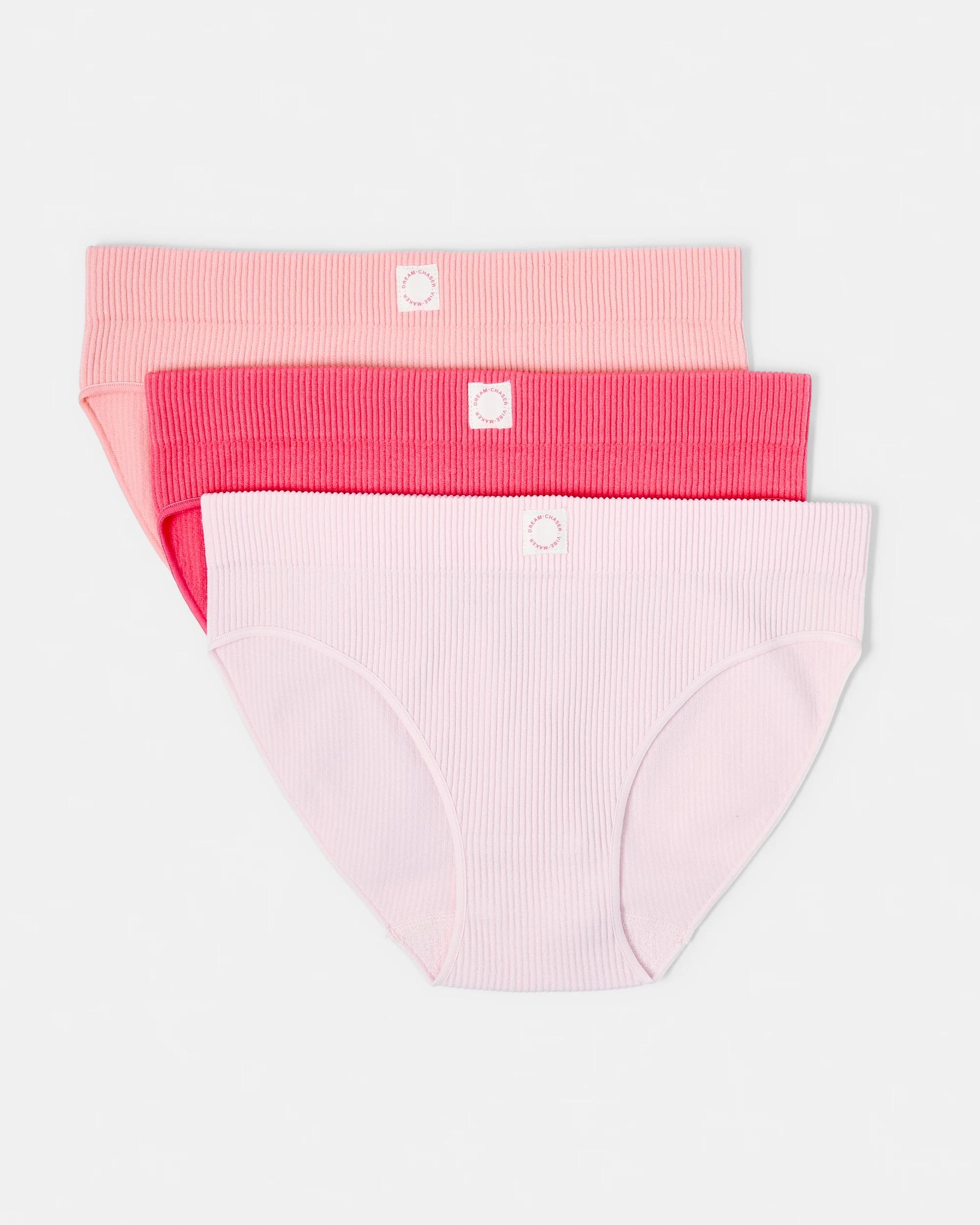 1 3 Pack Rib Seamfree Briefs Peach/red, 1 of 5