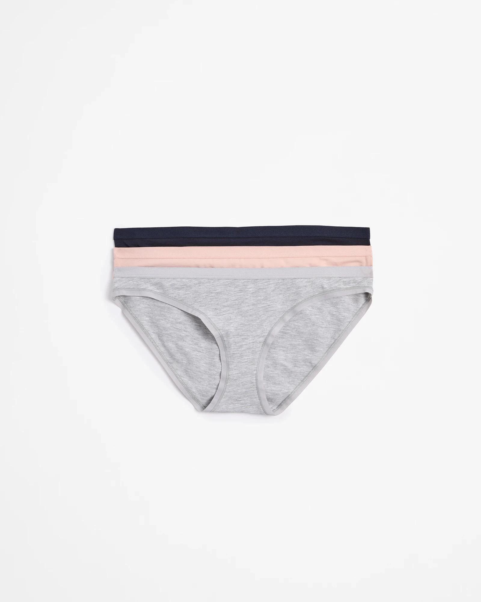 1 Lily Loves Australian Cotton 3 Pack Bikini Briefs NAVY/ROSE BLUSH/GREY MARLE, 1 of 4