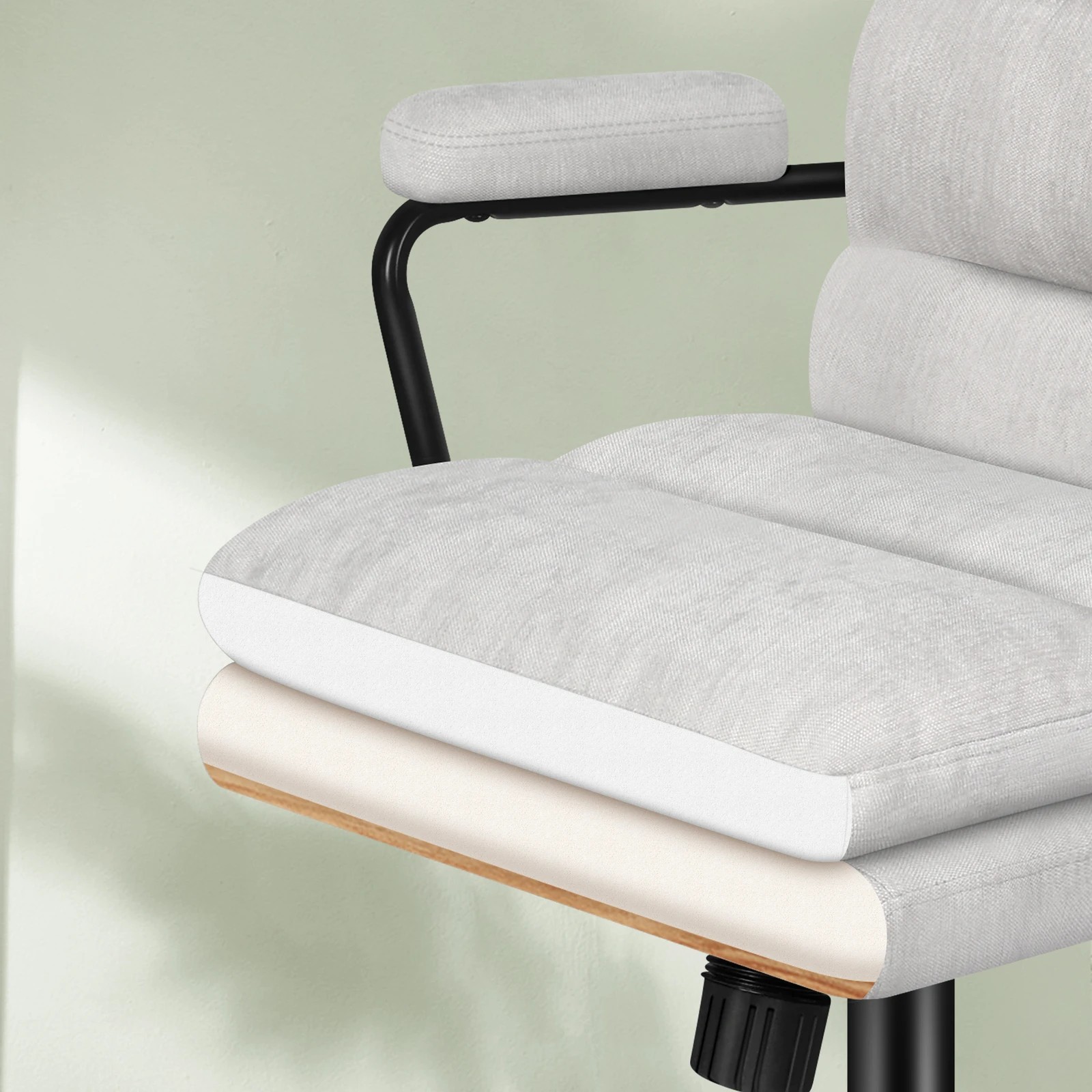 4 Alfordson Office Chair Ergonomic Executive Computer Work Seat Chenille - Grey, 4 of 10