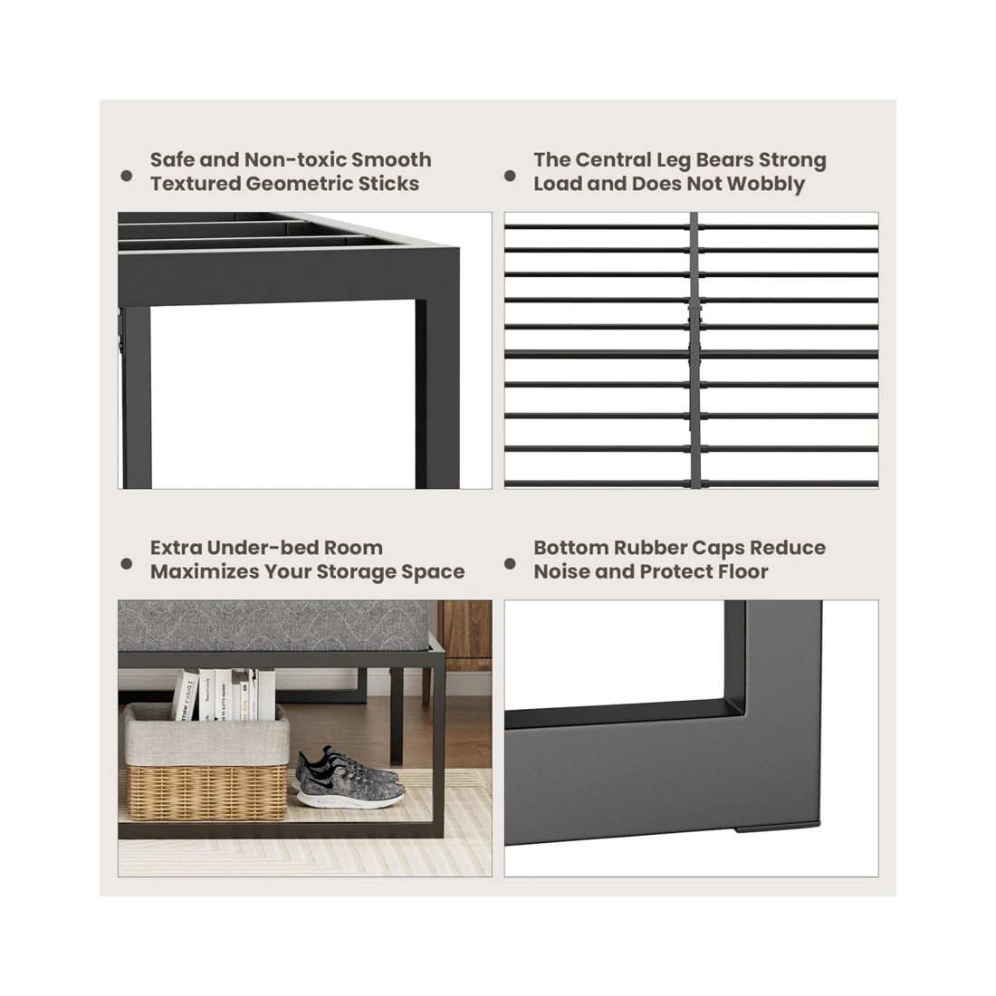 8 Advwin Single Metal Bed Frame Black, 8 of 8