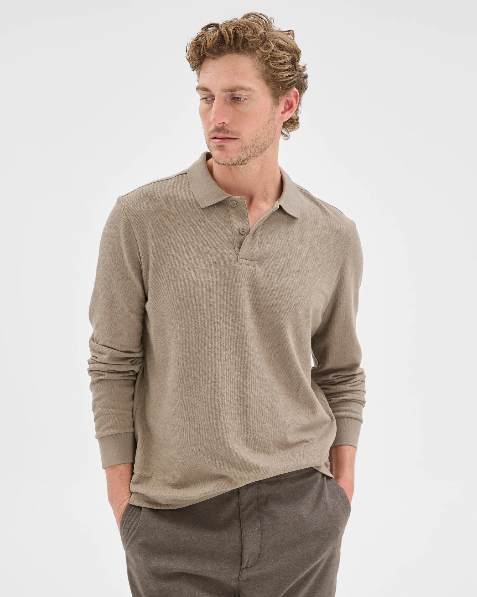 2 Target Man Australian Cotton Blend Boucle Polo Top MUSHROOM, 2 of 7