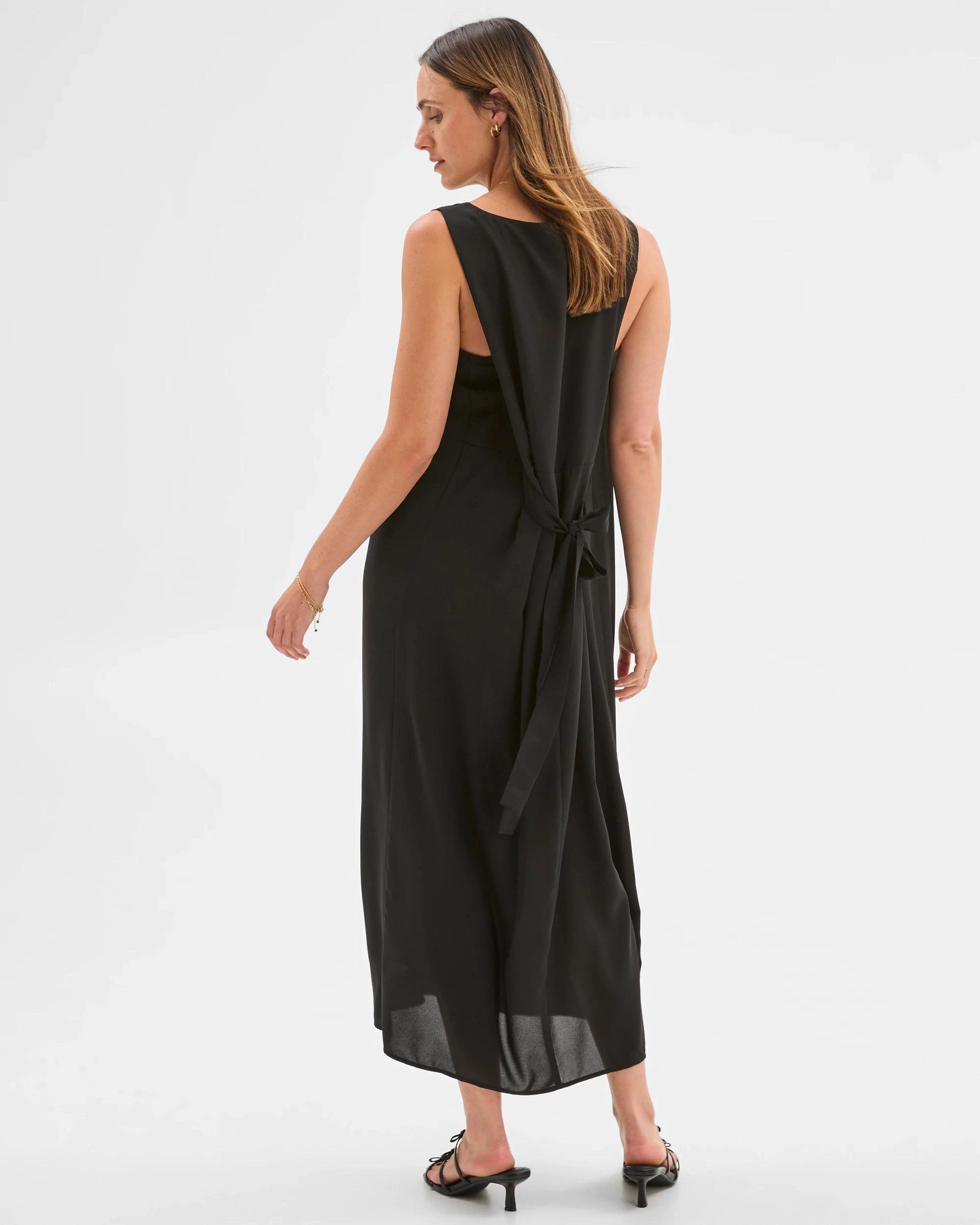 4 Sleeveless Column Dress - Preview BLACK, 4 of 6